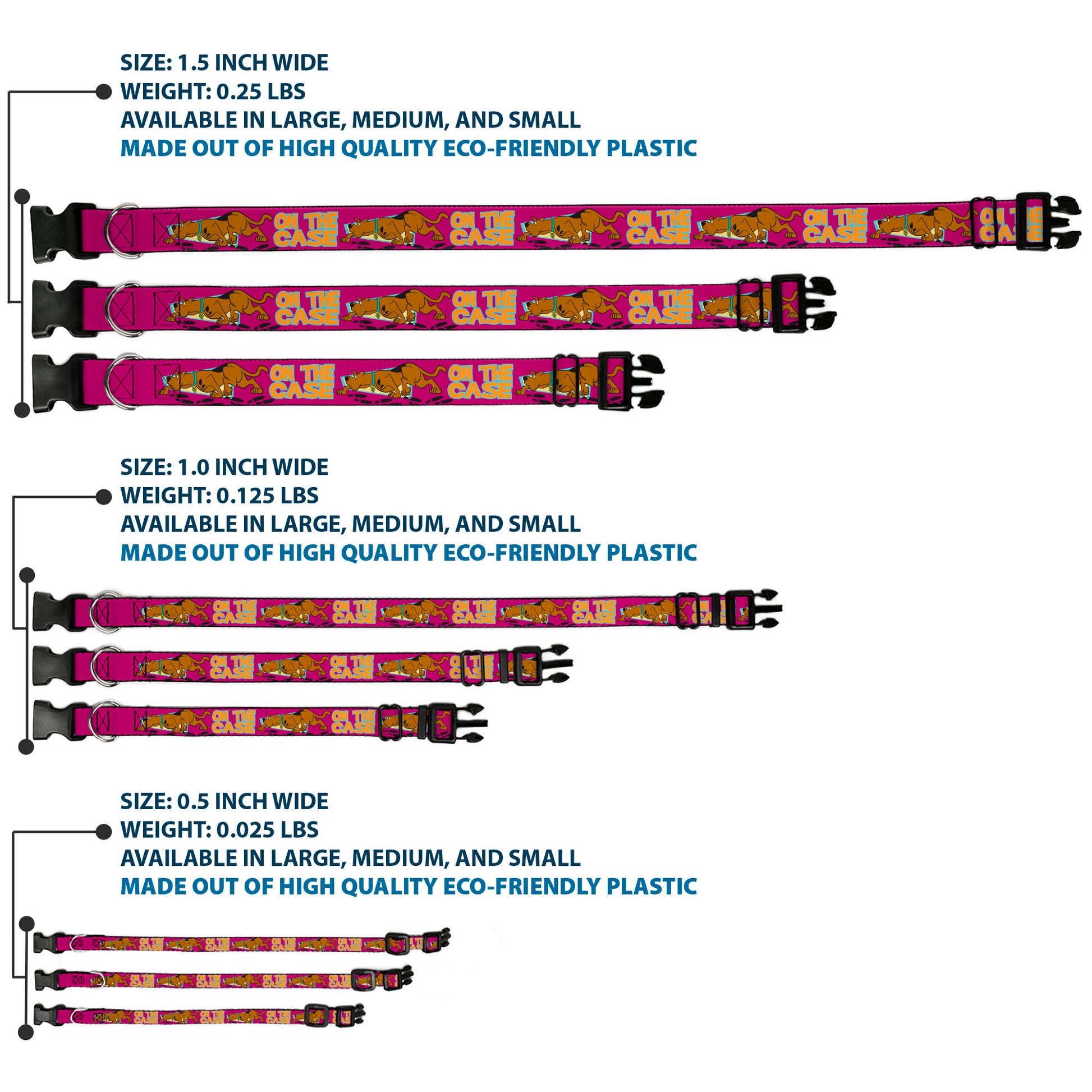 Plastic Clip Collar - Scooby-Doo ON THE CASE Sniffing Pose Pink Plastic Clip Collars Scooby Doo