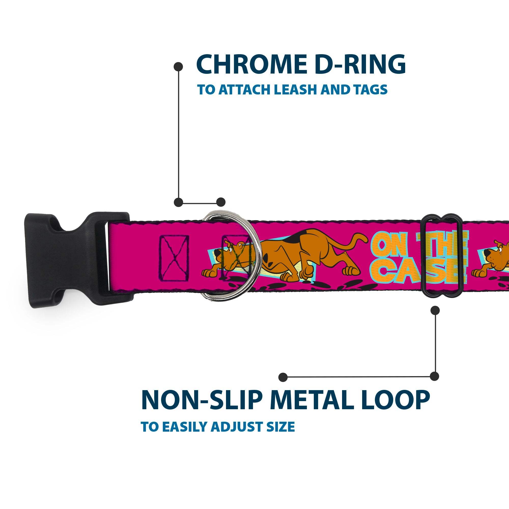 Plastic Clip Collar - Scooby-Doo ON THE CASE Sniffing Pose Pink Plastic Clip Collars Scooby Doo