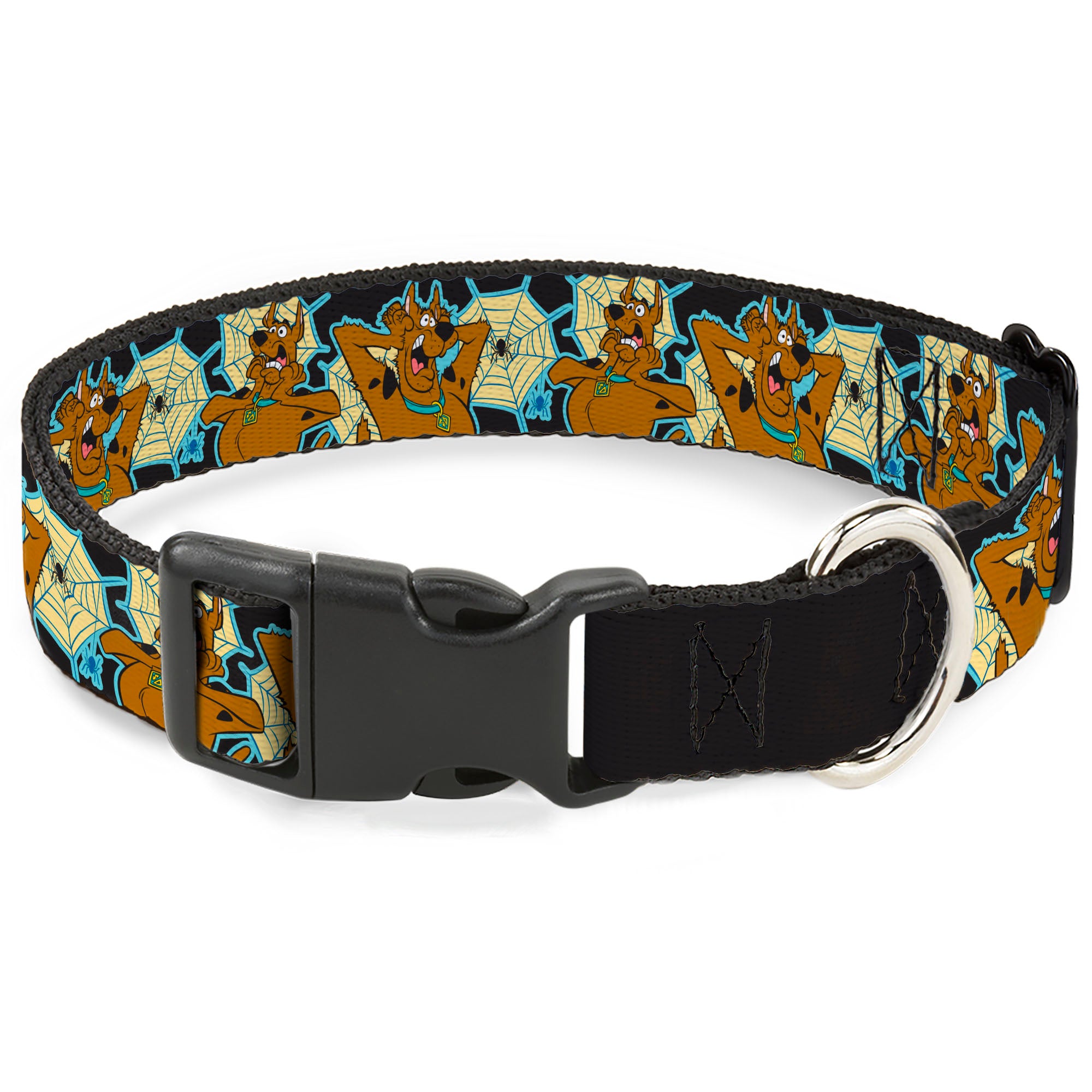 Plastic Clip Collar - Scooby-Doo Scared Spider Web Poses Black Plastic Clip Collars Scooby Doo