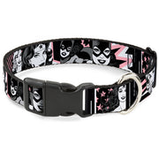 Plastic Clip Collar - Batgirl/Wonder Woman/Supergirl Retro Panels Black/Pink/White Plastic Clip Collars DC Comics