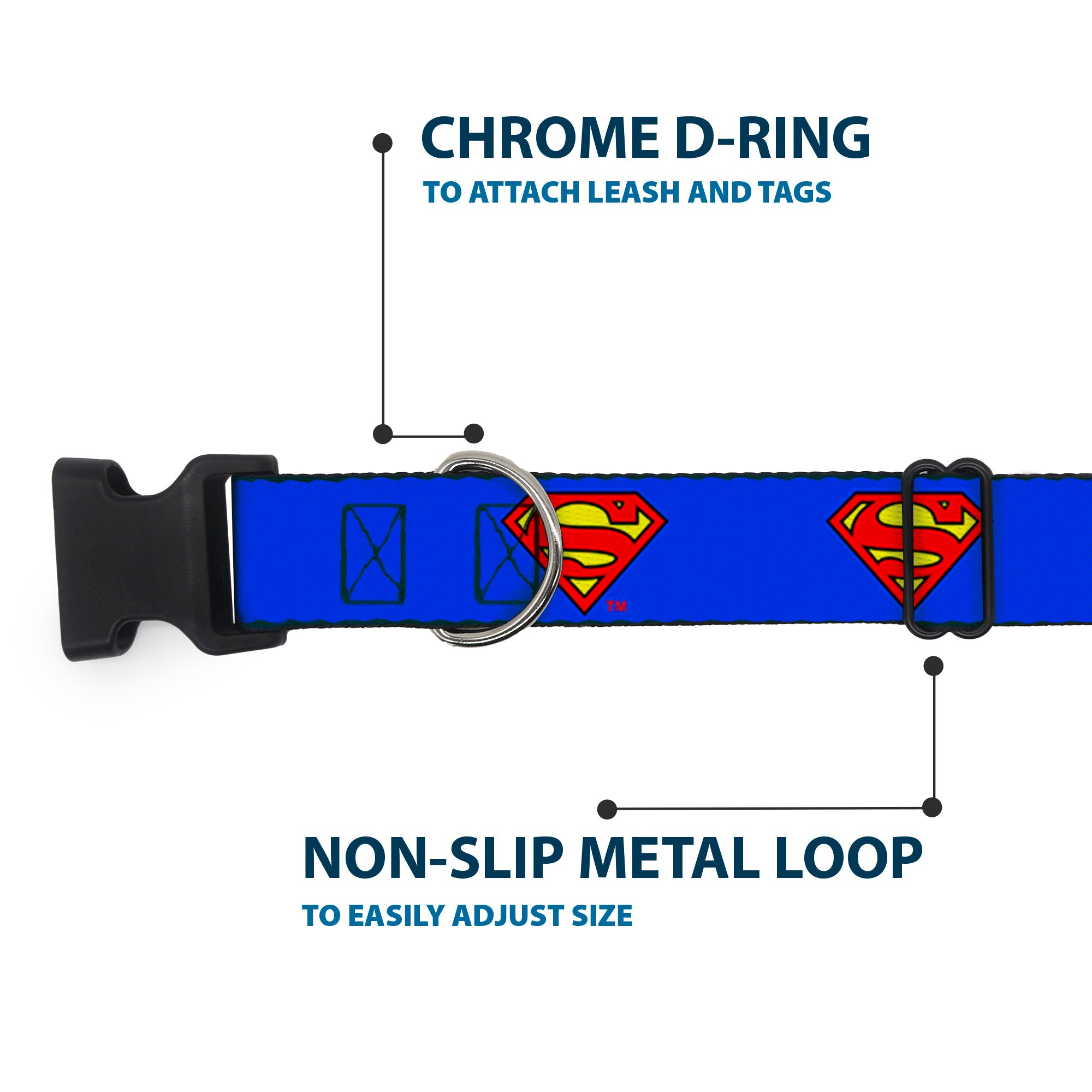 Plastic Clip Collar - Superman Shield Blue Plastic Clip Collars DC Comics