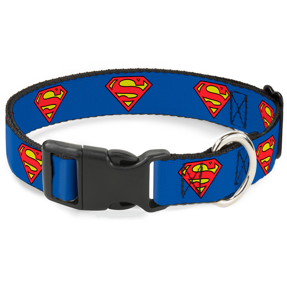 Plastic Clip Collar - Superman Shield Blue Plastic Clip Collars DC Comics