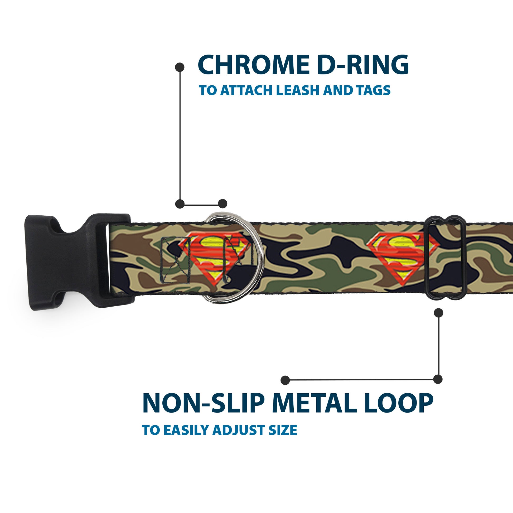 Plastic Clip Collar - Superman Shield Camo Olive Plastic Clip Collars DC Comics