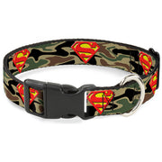 Plastic Clip Collar - Superman Shield Camo Olive Plastic Clip Collars DC Comics