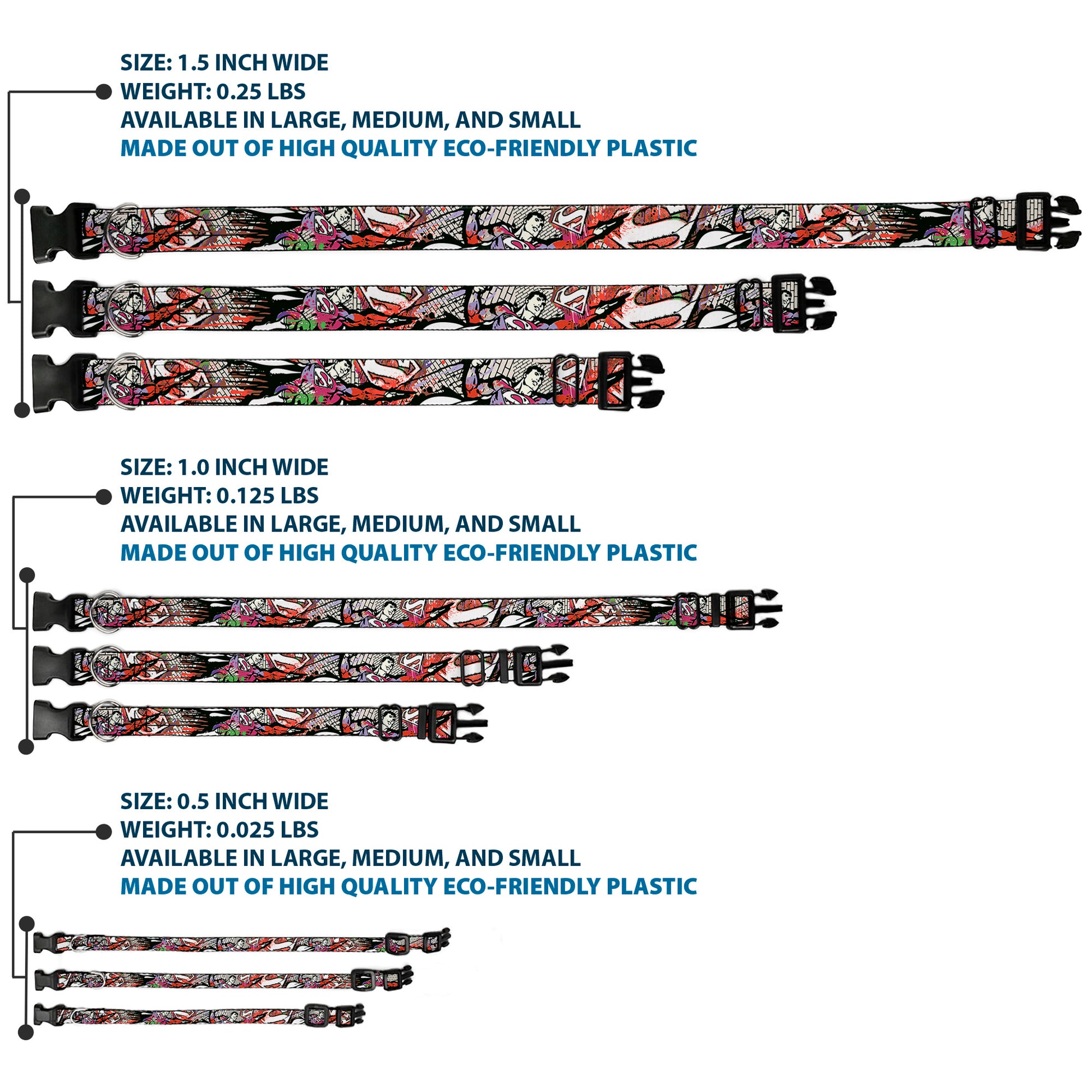 Plastic Clip Collar - Superman Color Flying Bricks Scene Plastic Clip Collars DC Comics