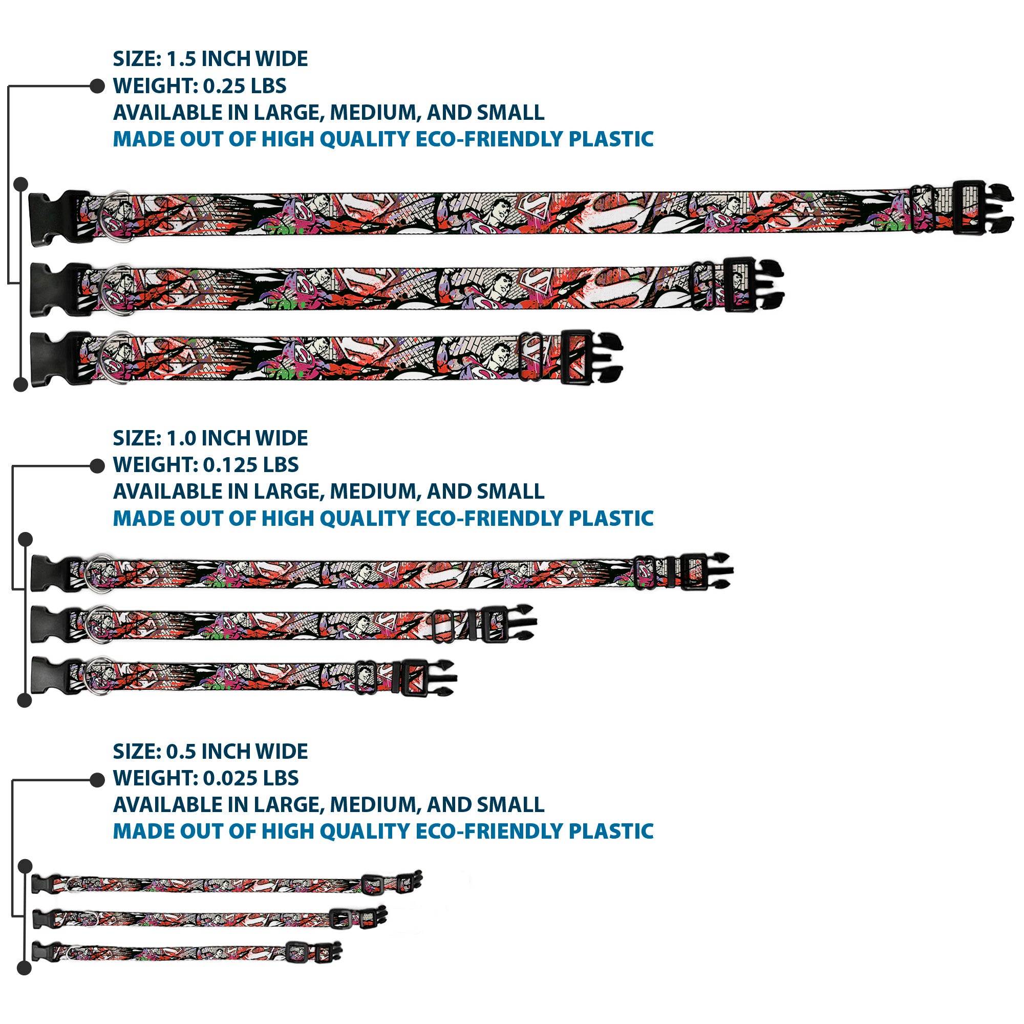 Plastic Clip Collar - Superman Color Flying Bricks Scene Plastic Clip Collars DC Comics