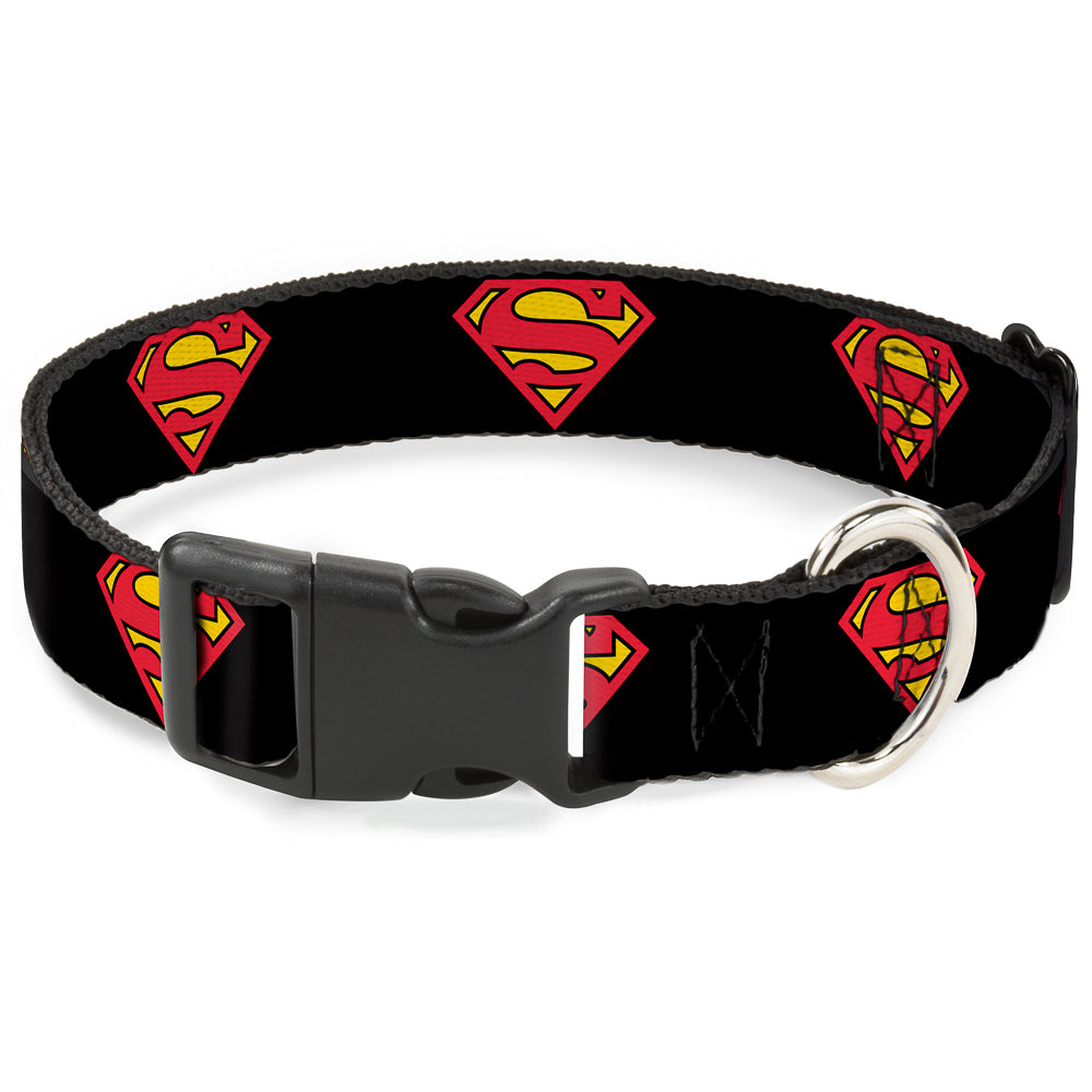 Plastic Clip Collar - Superman Shield Black Plastic Clip Collars DC Comics