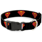 Plastic Clip Collar - Superman Shield Black Plastic Clip Collars DC Comics