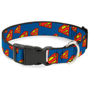 Plastic Clip Collar - Super Shield Diagonal Royal Blue/Red Plastic Clip Collars DC Comics