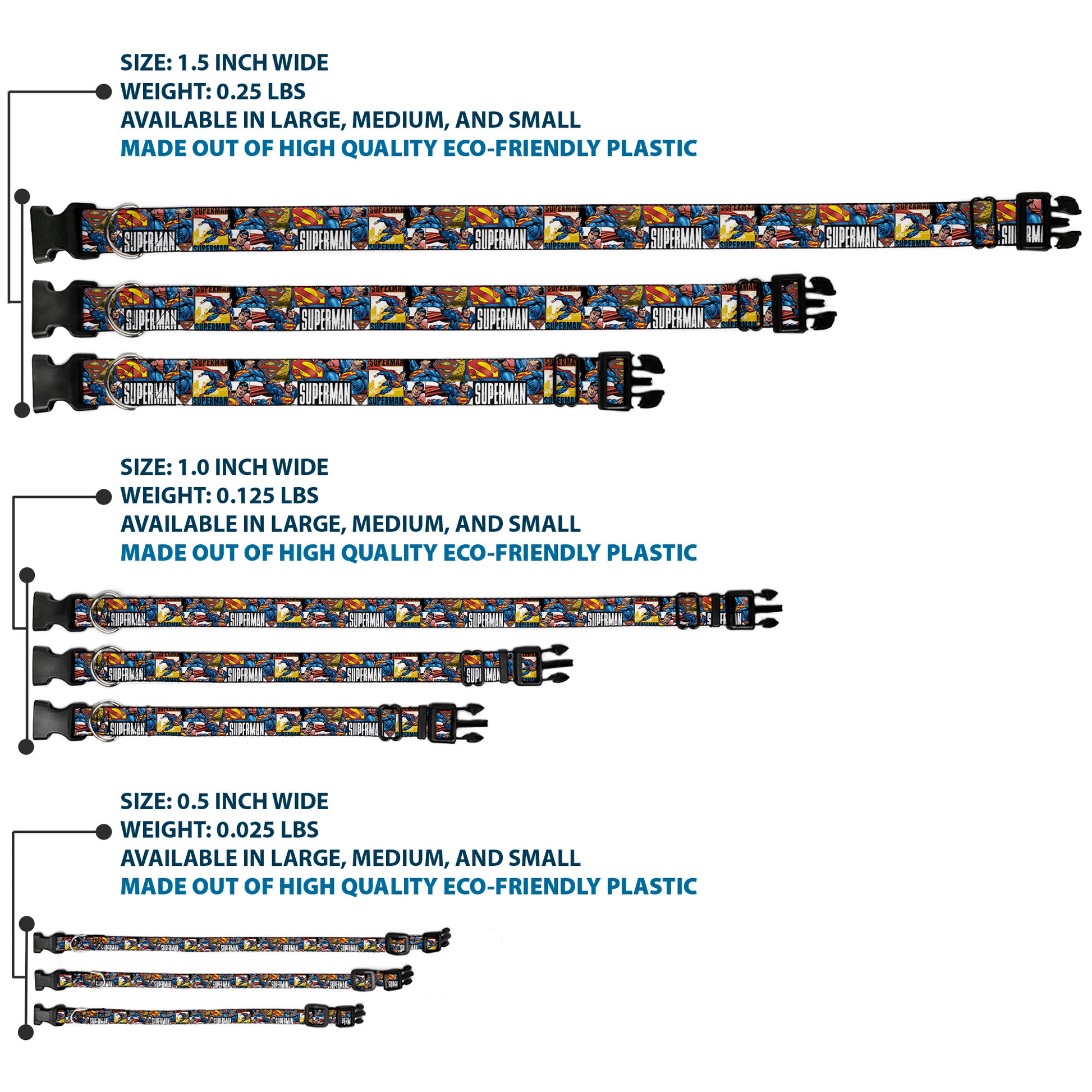Plastic Clip Collar - SUPERMAN Action Blocks White Plastic Clip Collars DC Comics