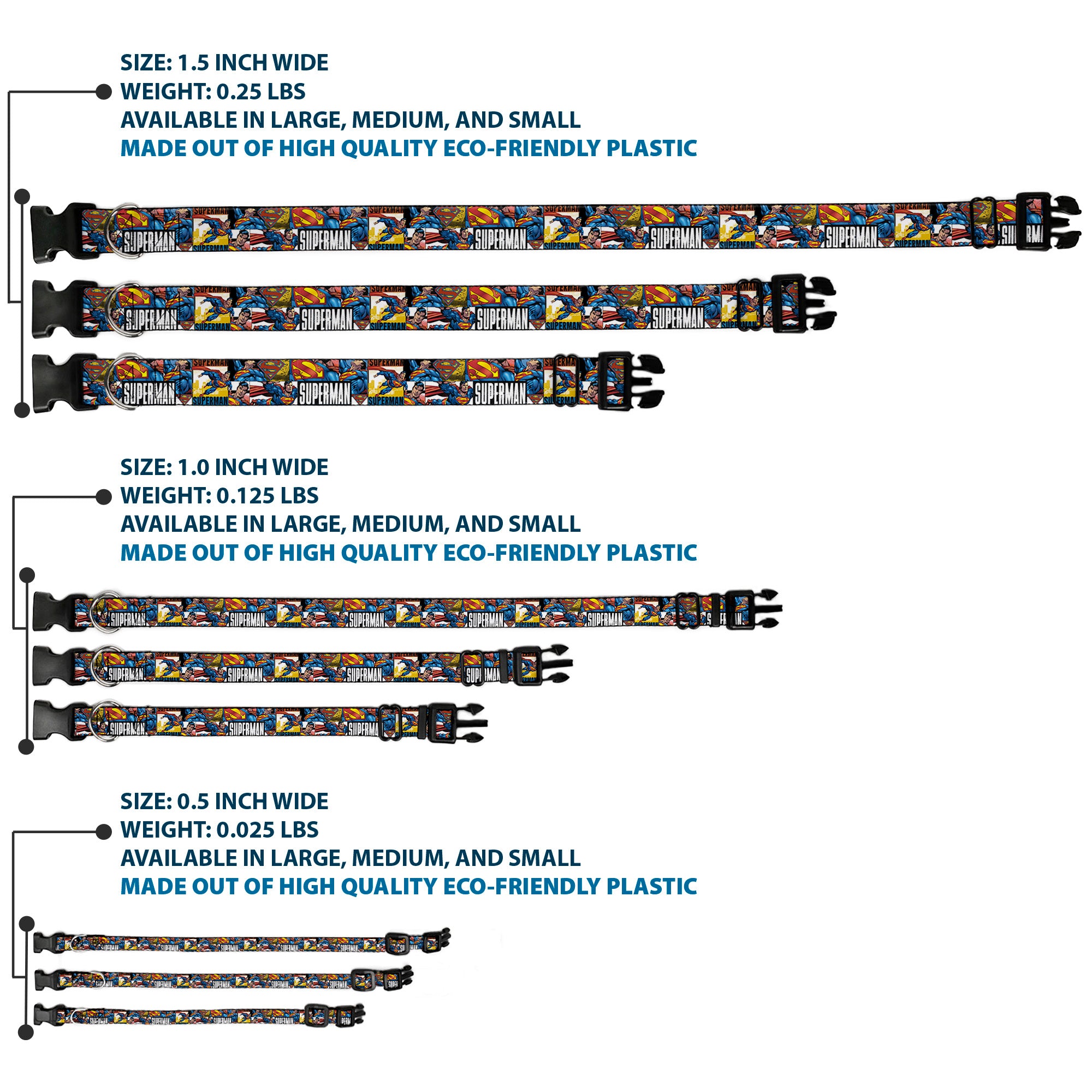 Plastic Clip Collar - SUPERMAN Action Blocks White Plastic Clip Collars DC Comics