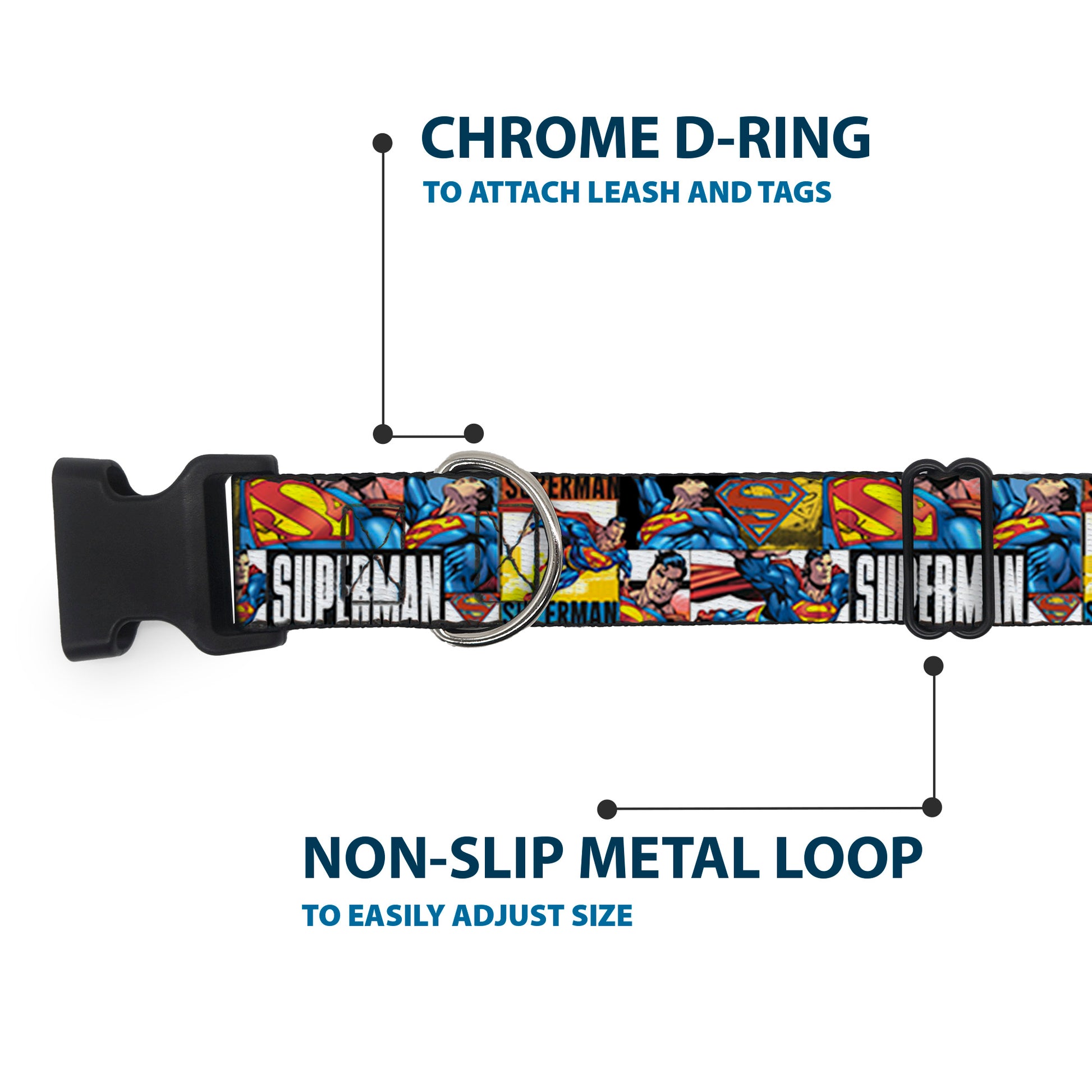 Plastic Clip Collar - SUPERMAN Action Blocks White Plastic Clip Collars DC Comics