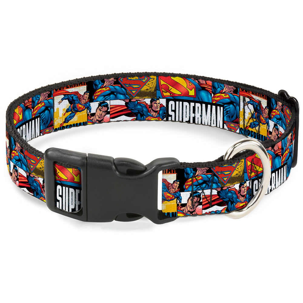 Plastic Clip Collar - SUPERMAN Action Blocks White Plastic Clip Collars DC Comics