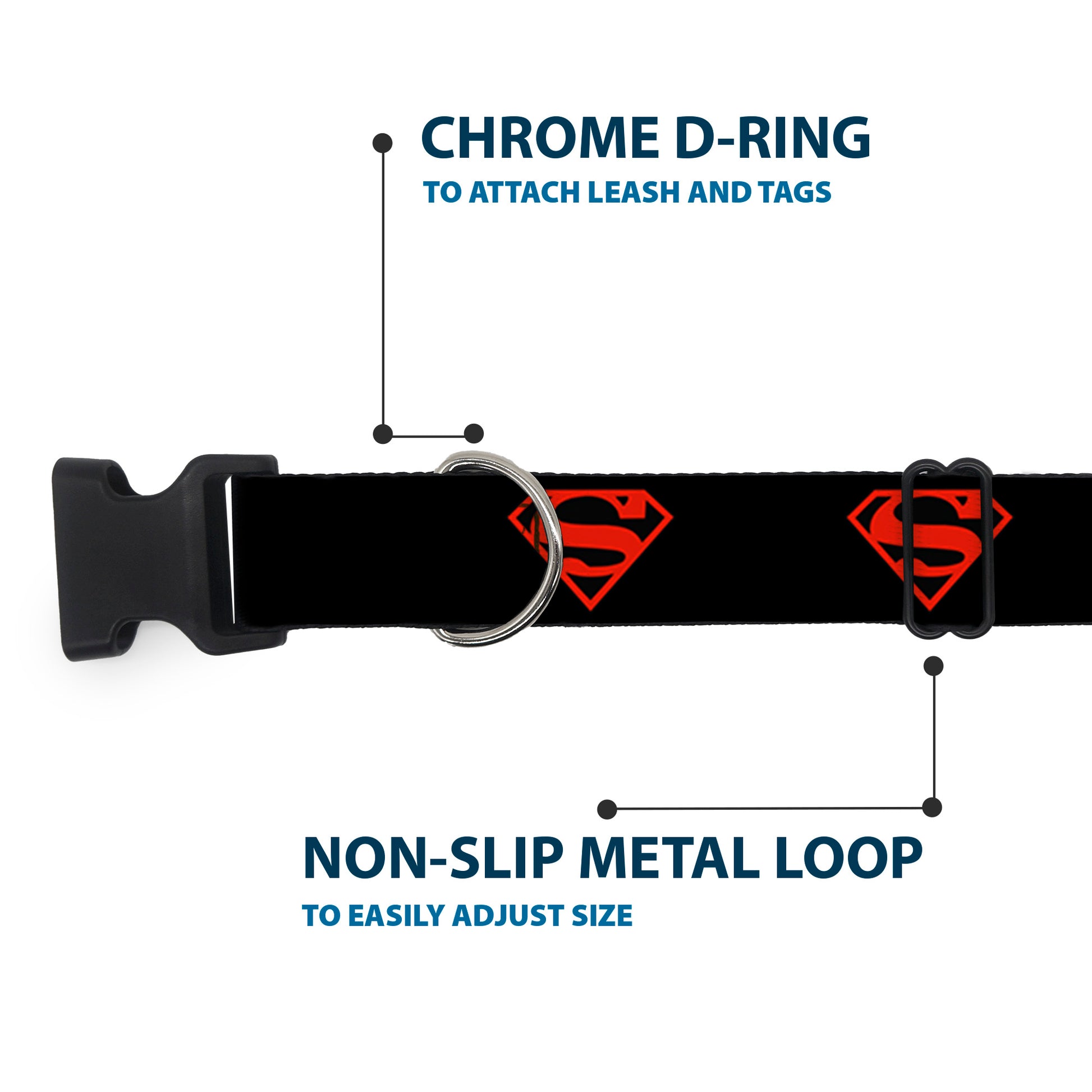 Plastic Clip Collar - Superboy Shield Black/Red Plastic Clip Collars DC Comics