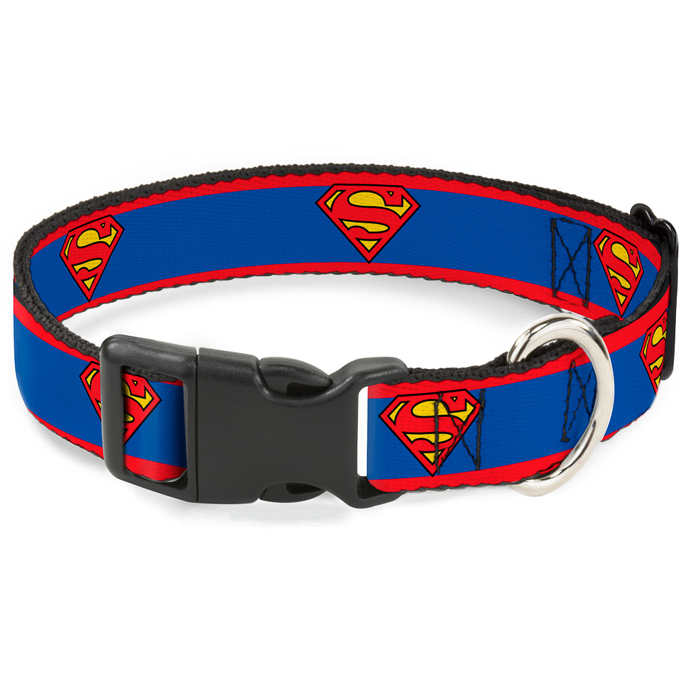 Plastic Clip Collar - Superman Shield/Stripe Red/Blue Plastic Clip Collars DC Comics