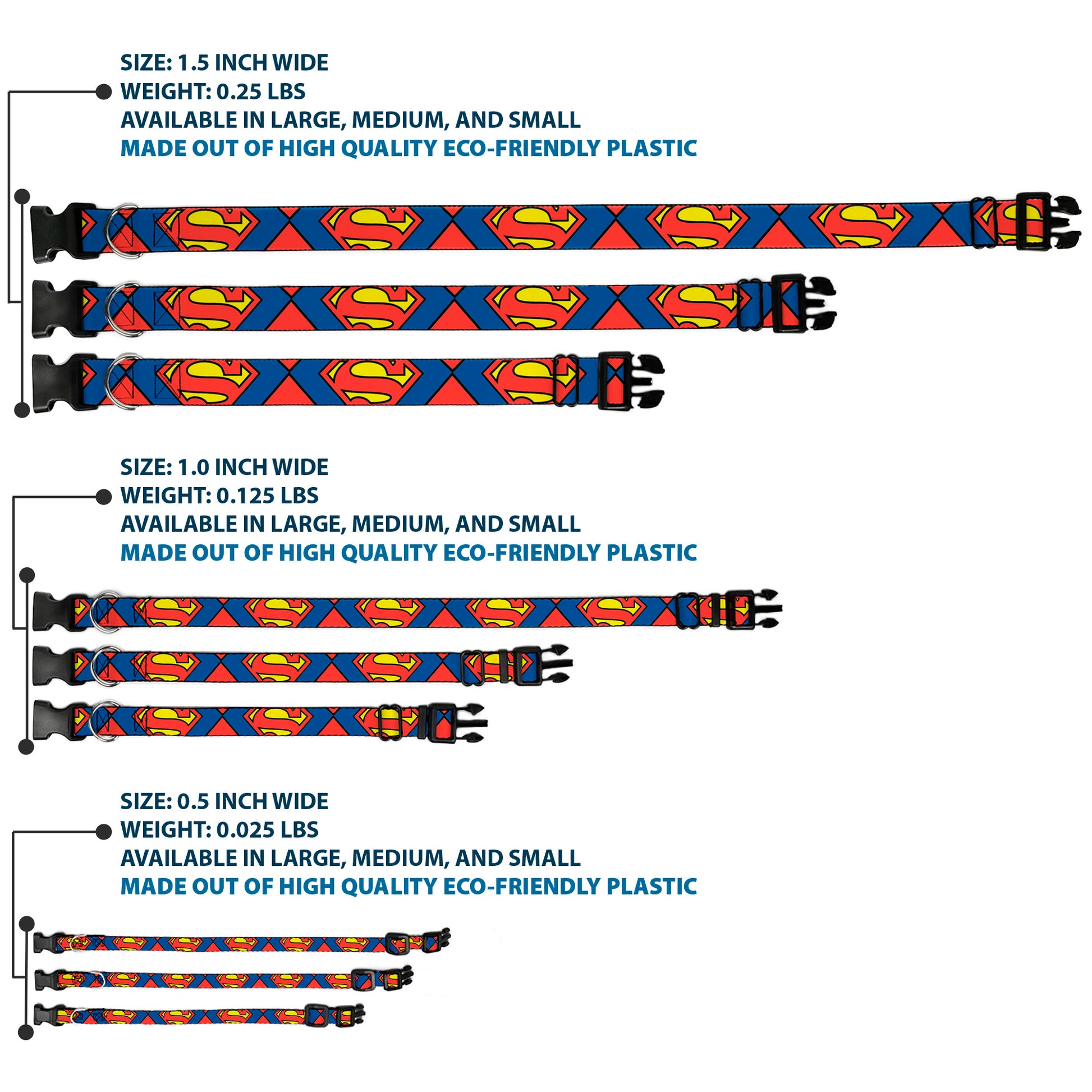 Plastic Clip Collar - Superman Shield CLOSE-UP Blue/Red/Yellow Plastic Clip Collars DC Comics