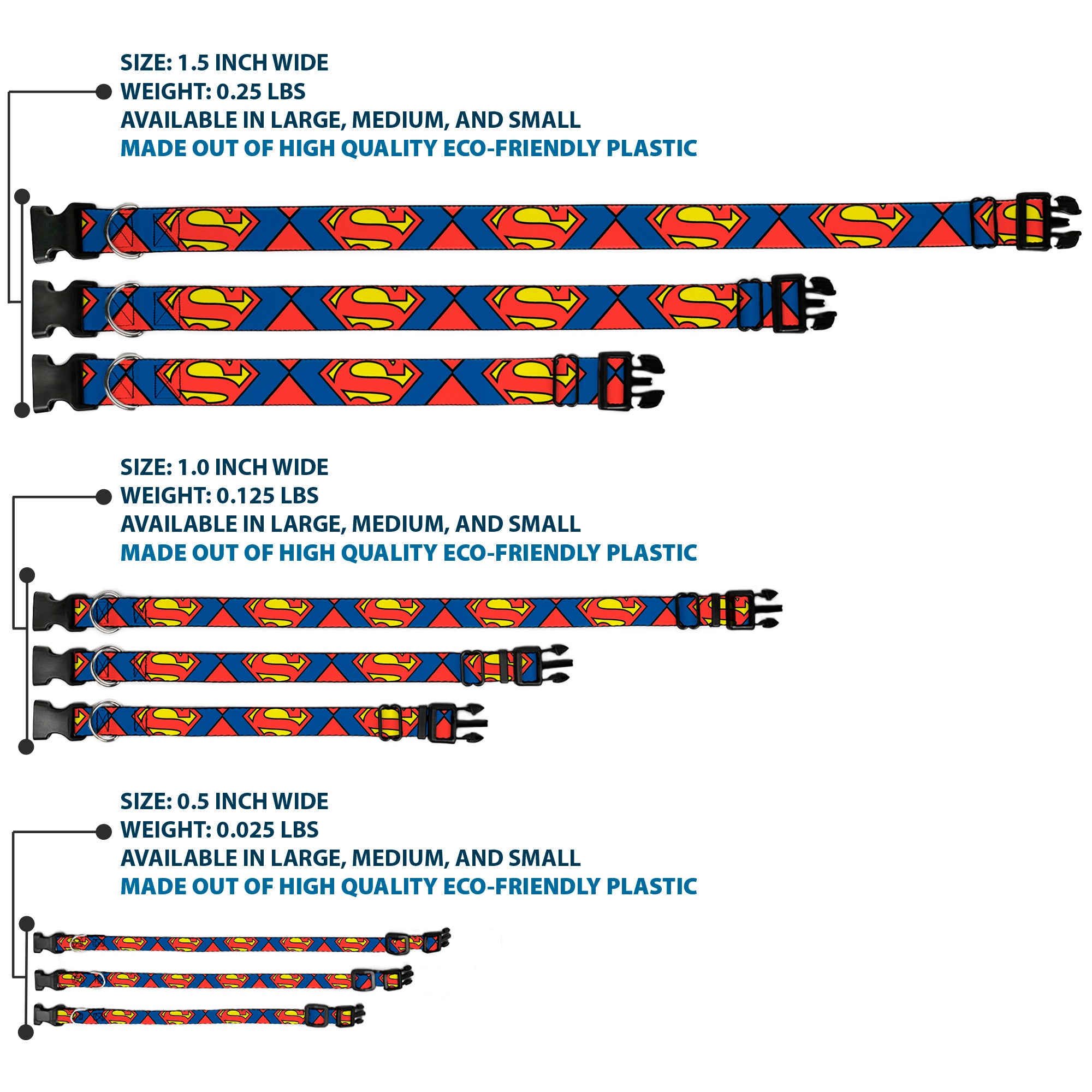 Plastic Clip Collar - Superman Shield CLOSE-UP Blue/Red/Yellow Plastic Clip Collars DC Comics