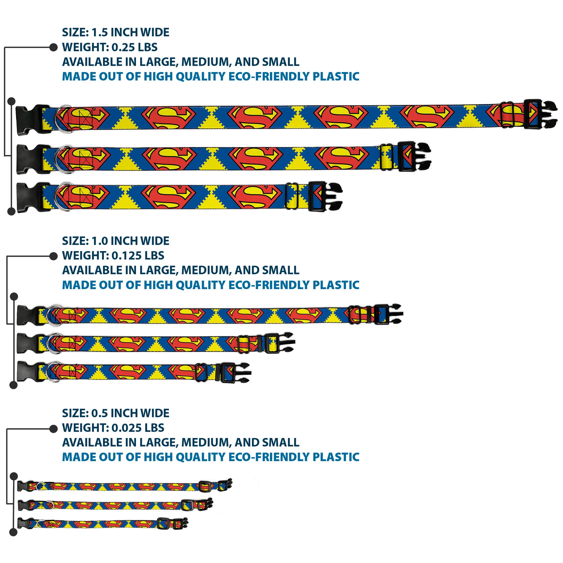 Plastic Clip Collar - Jagged Superman Shield CLOSE-UP Yellow/Blue/Red Plastic Clip Collars DC Comics