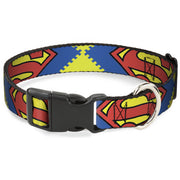Plastic Clip Collar - Jagged Superman Shield CLOSE-UP Yellow/Blue/Red Plastic Clip Collars DC Comics