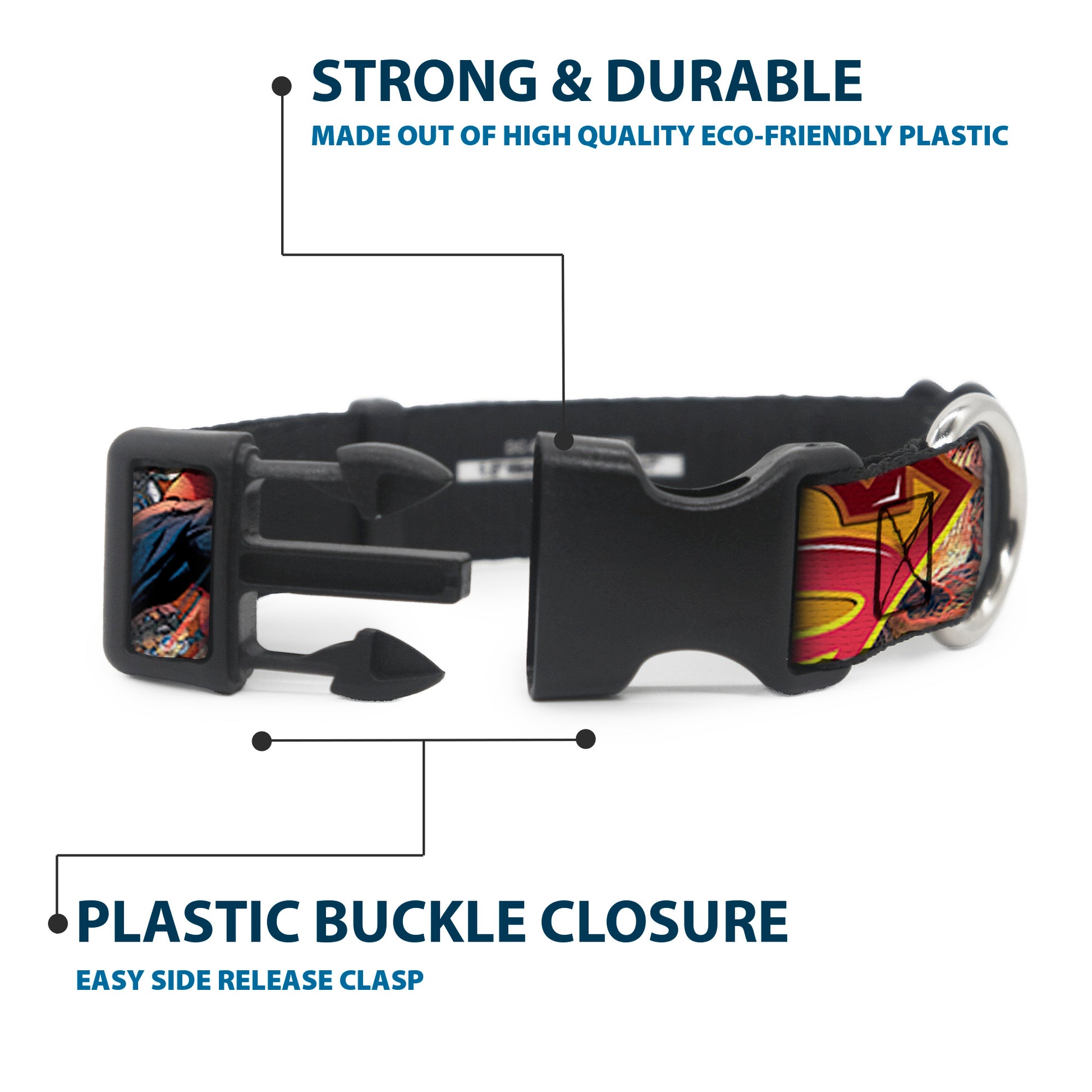 Plastic Clip Collar - Superman Unchained Explosion Action Pose/Wraith/Shield Golds/Reds Plastic Clip Collars DC Comics