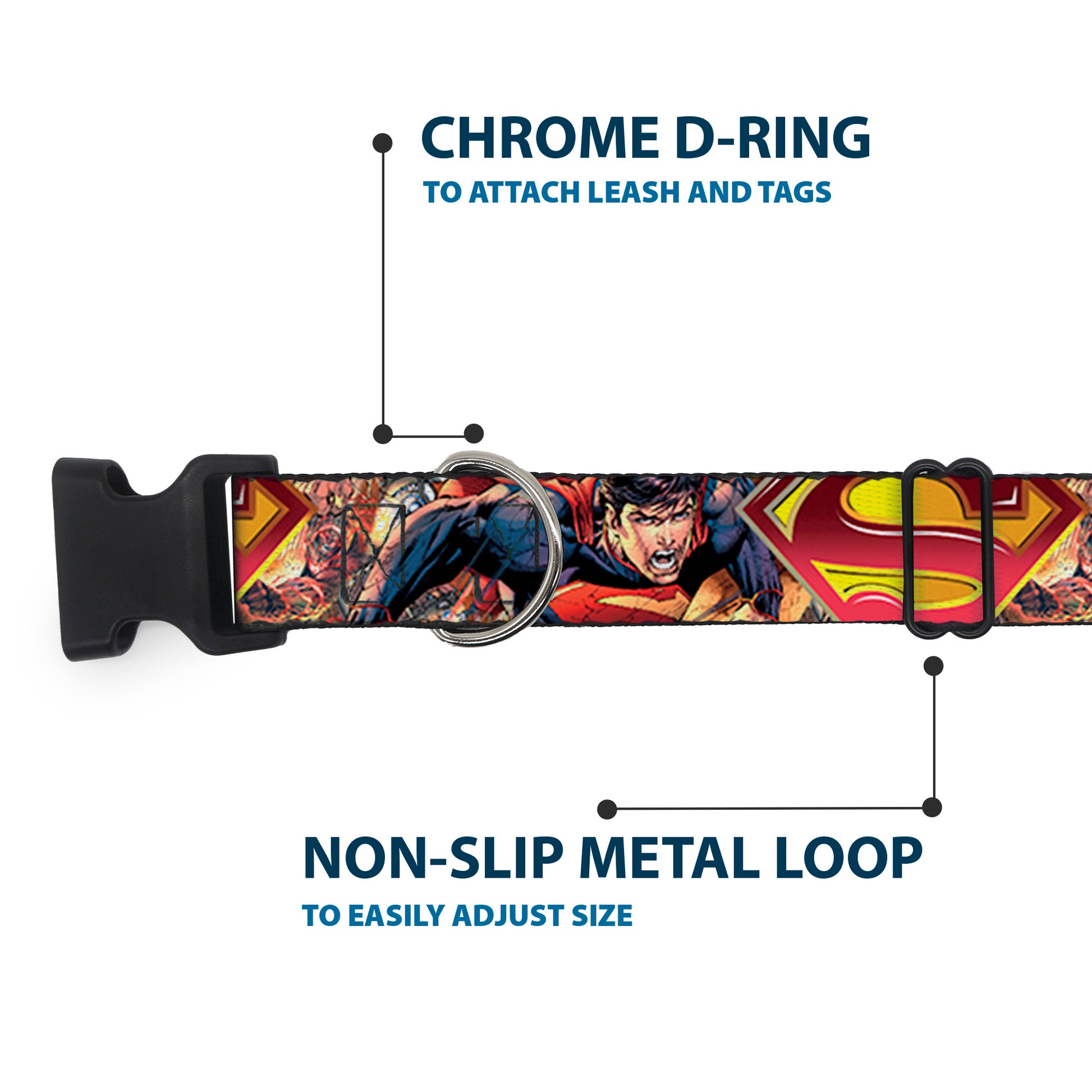 Plastic Clip Collar - Superman Unchained Explosion Action Pose/Wraith/Shield Golds/Reds Plastic Clip Collars DC Comics