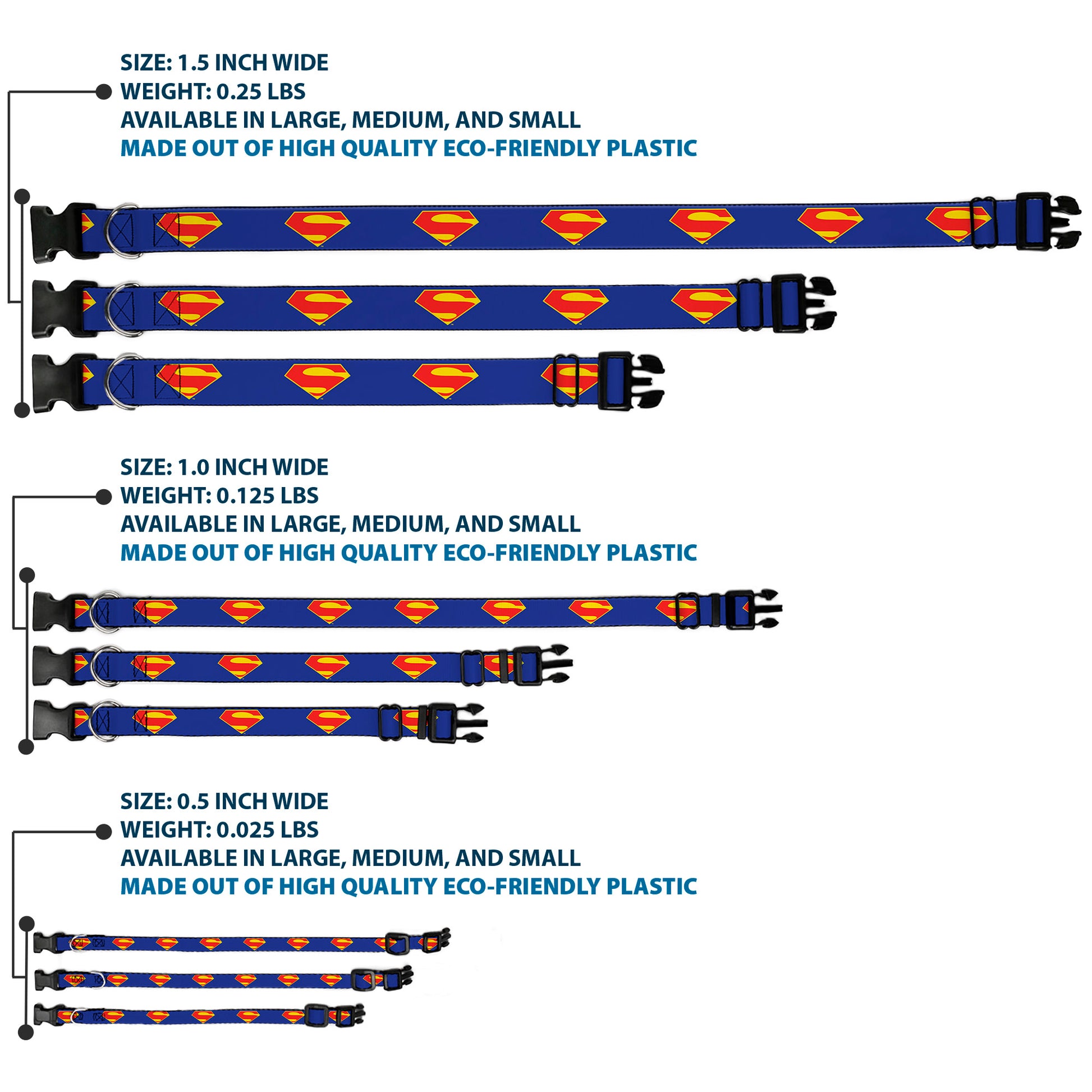Plastic Clip Collar - DC League of Super-Pets Superman Shield Logo Blue/Red/Yellow Plastic Clip Collars DC Comics