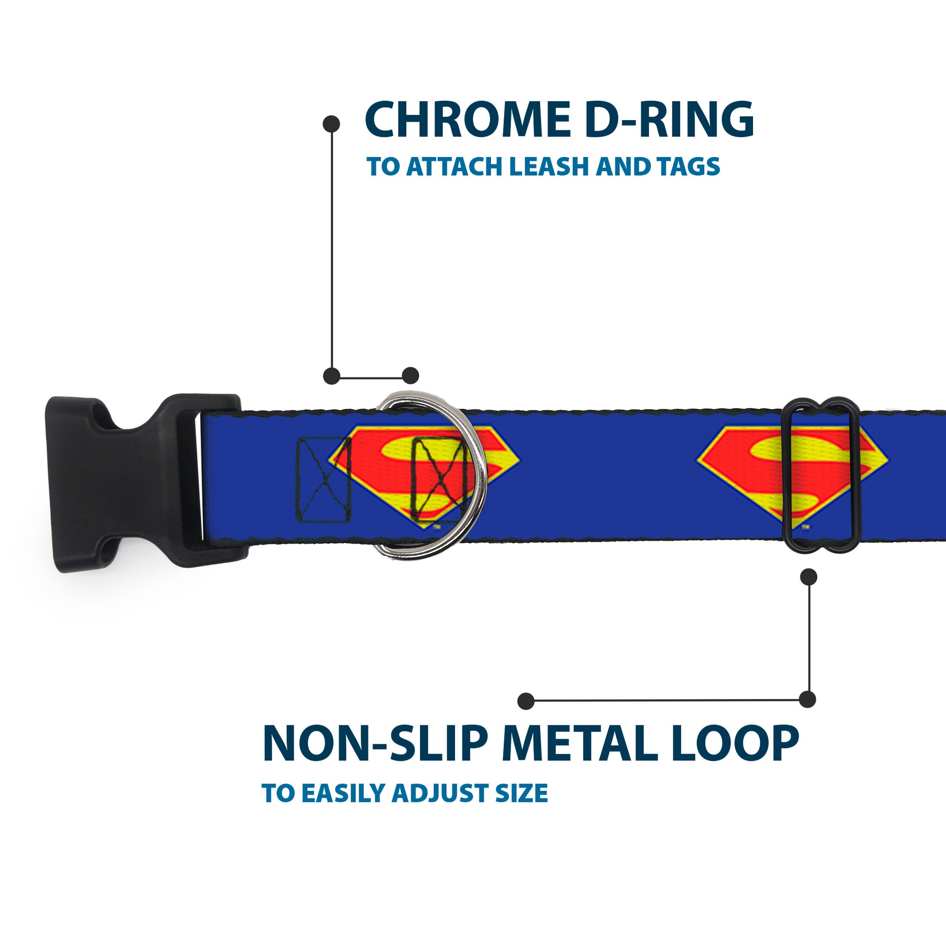 Plastic Clip Collar - DC League of Super-Pets Superman Shield Logo Blue/Red/Yellow Plastic Clip Collars DC Comics