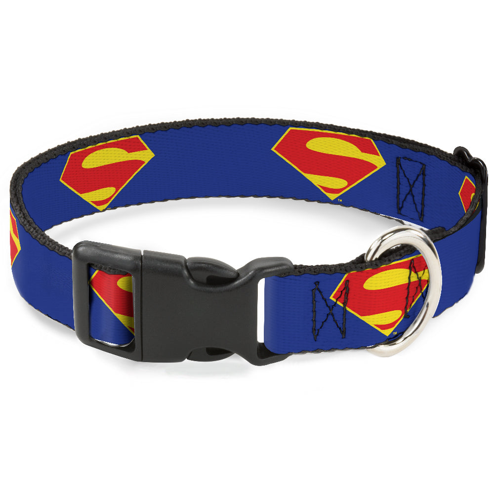 Plastic Clip Collar - DC League of Super-Pets Superman Shield Logo Blue/Red/Yellow Plastic Clip Collars DC Comics