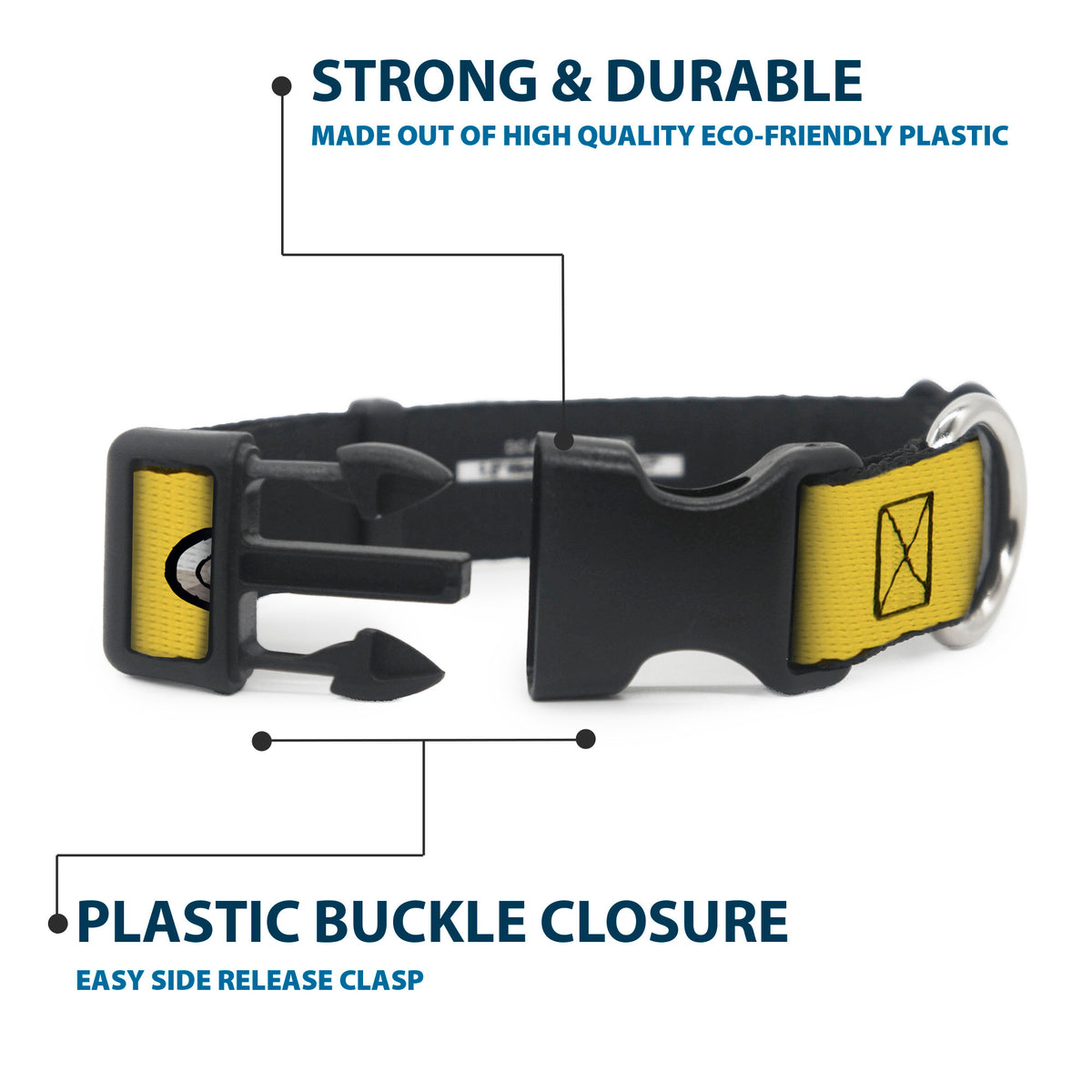 Plastic Clip Collar - Superman Krypto Collar Icons Yellows/Red/Grays Dog Collars Plastic Clip Side Release DC Comics