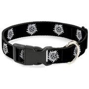 Plastic Clip Collar - Winchester Pentagram Repeat Black/White Plastic Clip Collars Supernatural