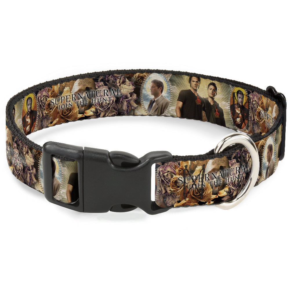 Plastic Clip Collar - SUPERNATURAL 4-Character Saintly Icons/Skull & Roses Plastic Clip Collars Supernatural