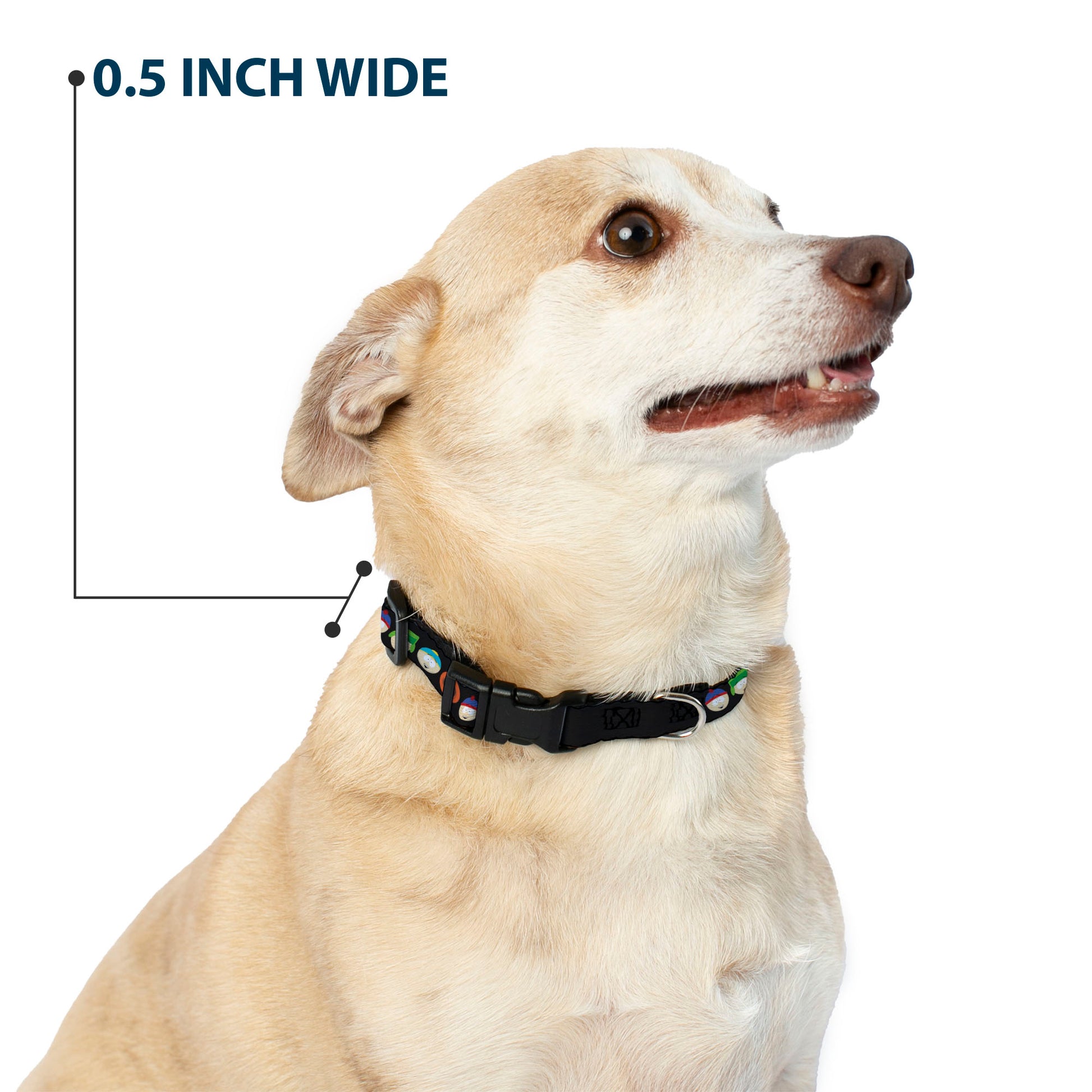 Plastic Clip Collar - South Park Boys Face Repeat Black Plastic Clip Collars South Park