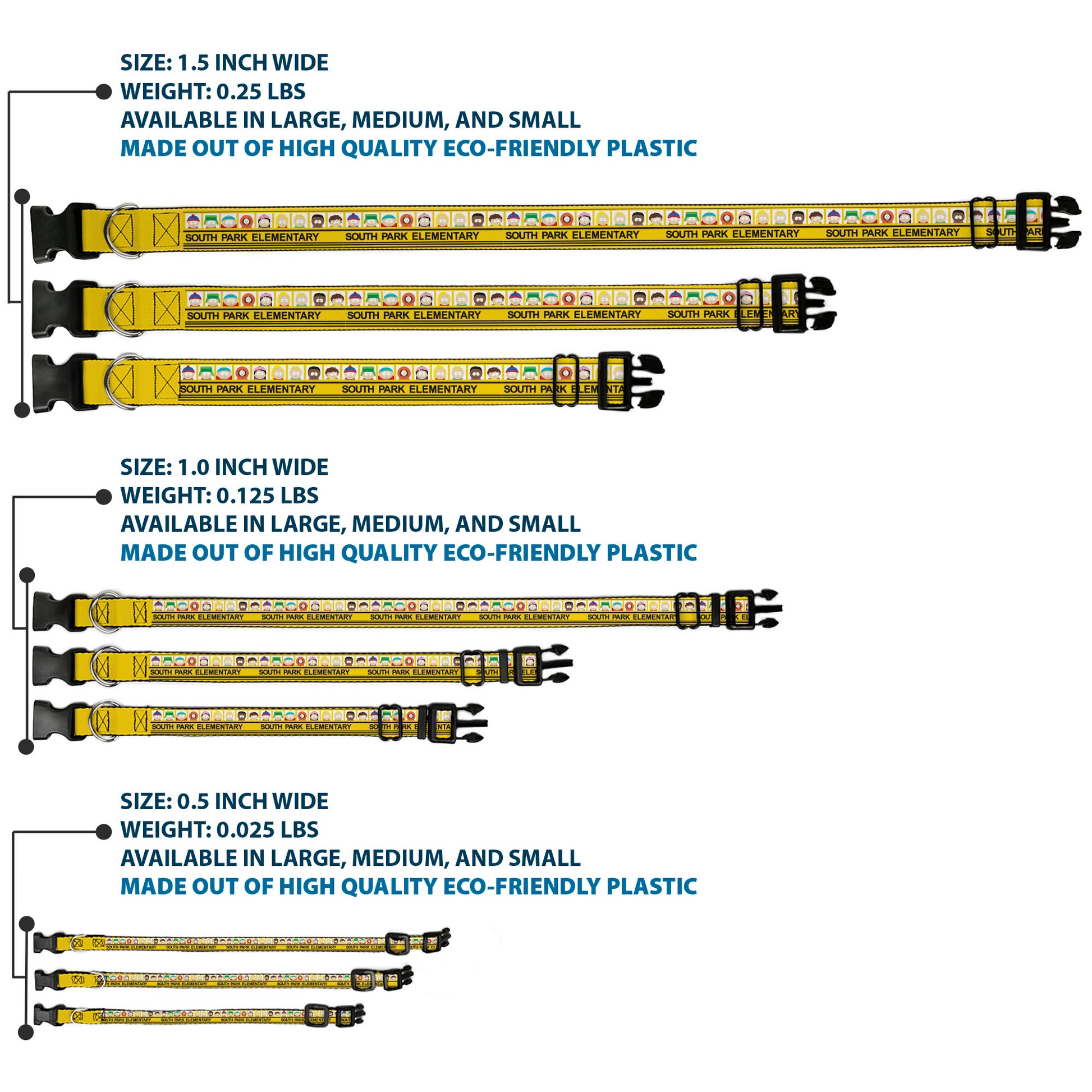 Plastic Clip Collar - SOUTH PARK ELEMENTARY School Bus Characters Pose Yellow Plastic Clip Collars South Park