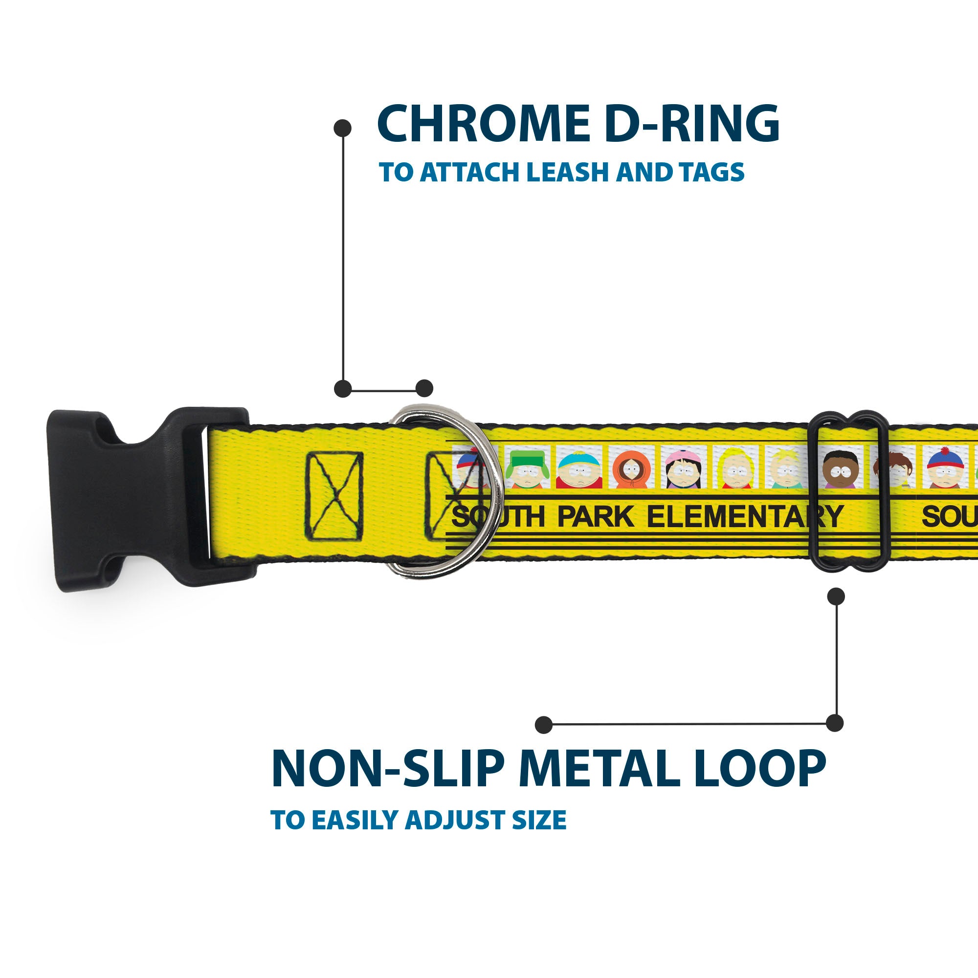 Plastic Clip Collar - SOUTH PARK ELEMENTARY School Bus Characters Pose Yellow Plastic Clip Collars South Park