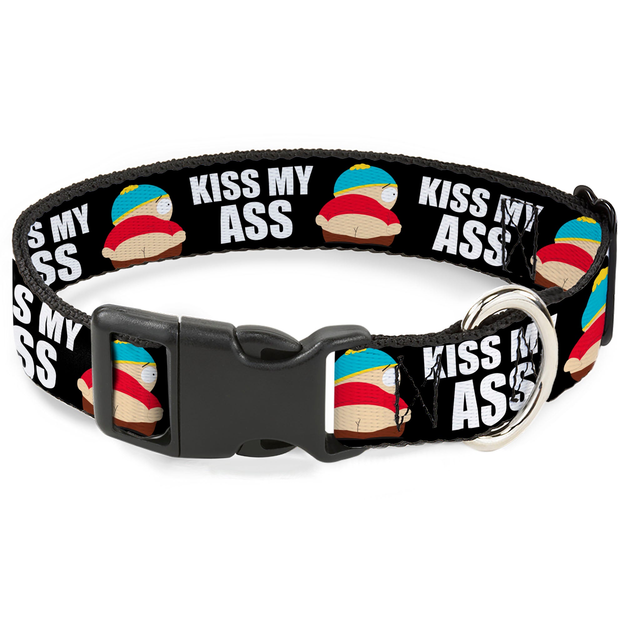 Plastic Clip Collar - South Park Cartman Pants KISS MY ASS Pose Black/White Plastic Clip Collars South Park