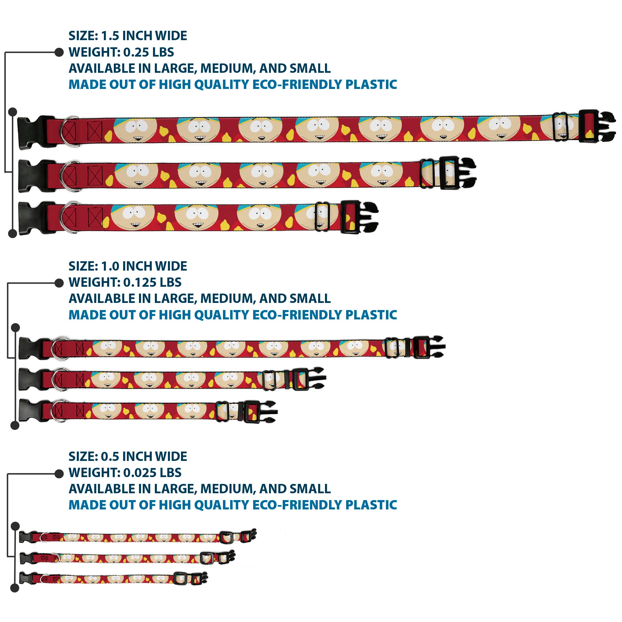 Plastic Clip Collar - South Park Cartman Expressions Red Plastic Clip Collars South Park