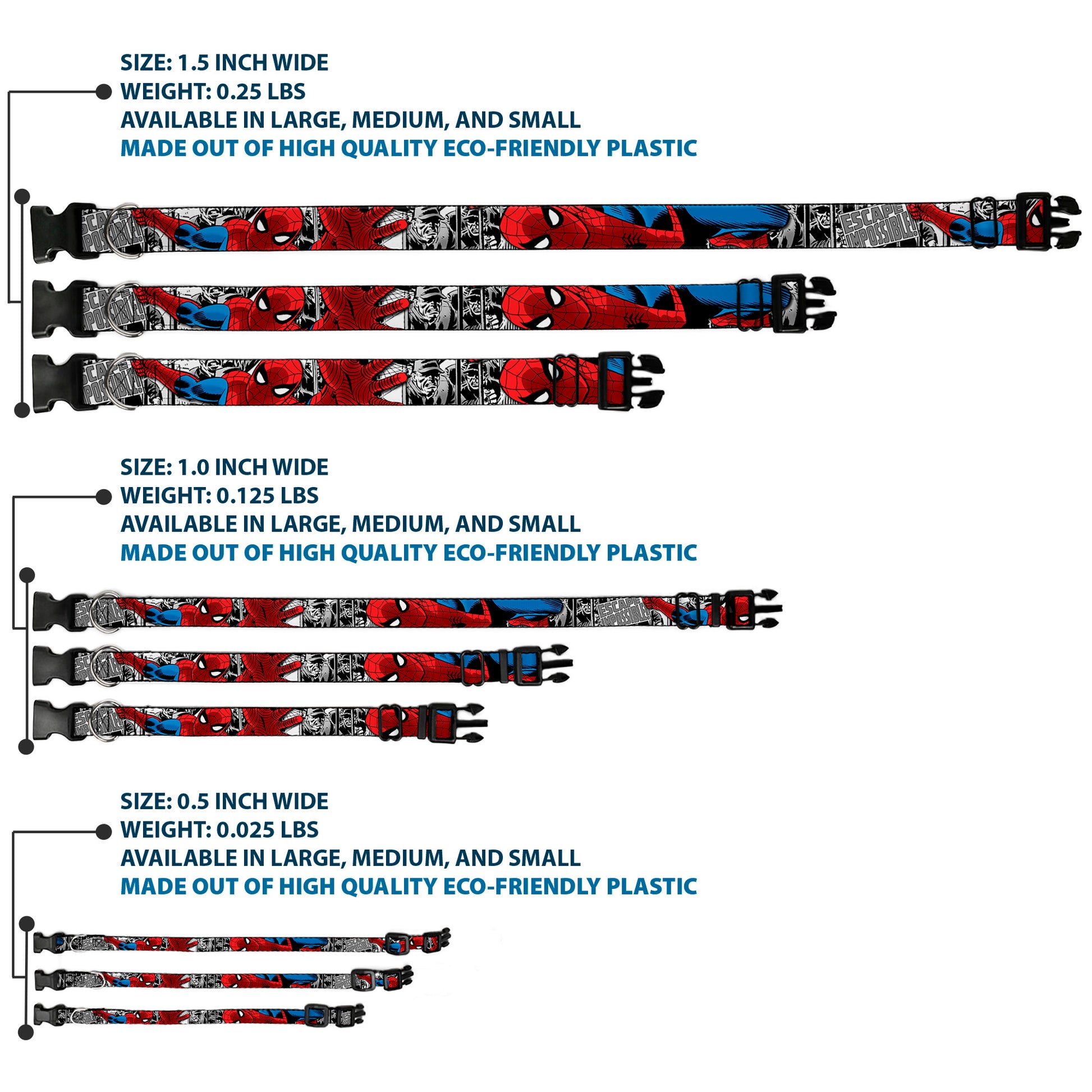 Plastic Clip Collar - Spider-Man Action ESCAPE IMPOSSIBLE Gray Plastic Clip Collars Marvel Comics