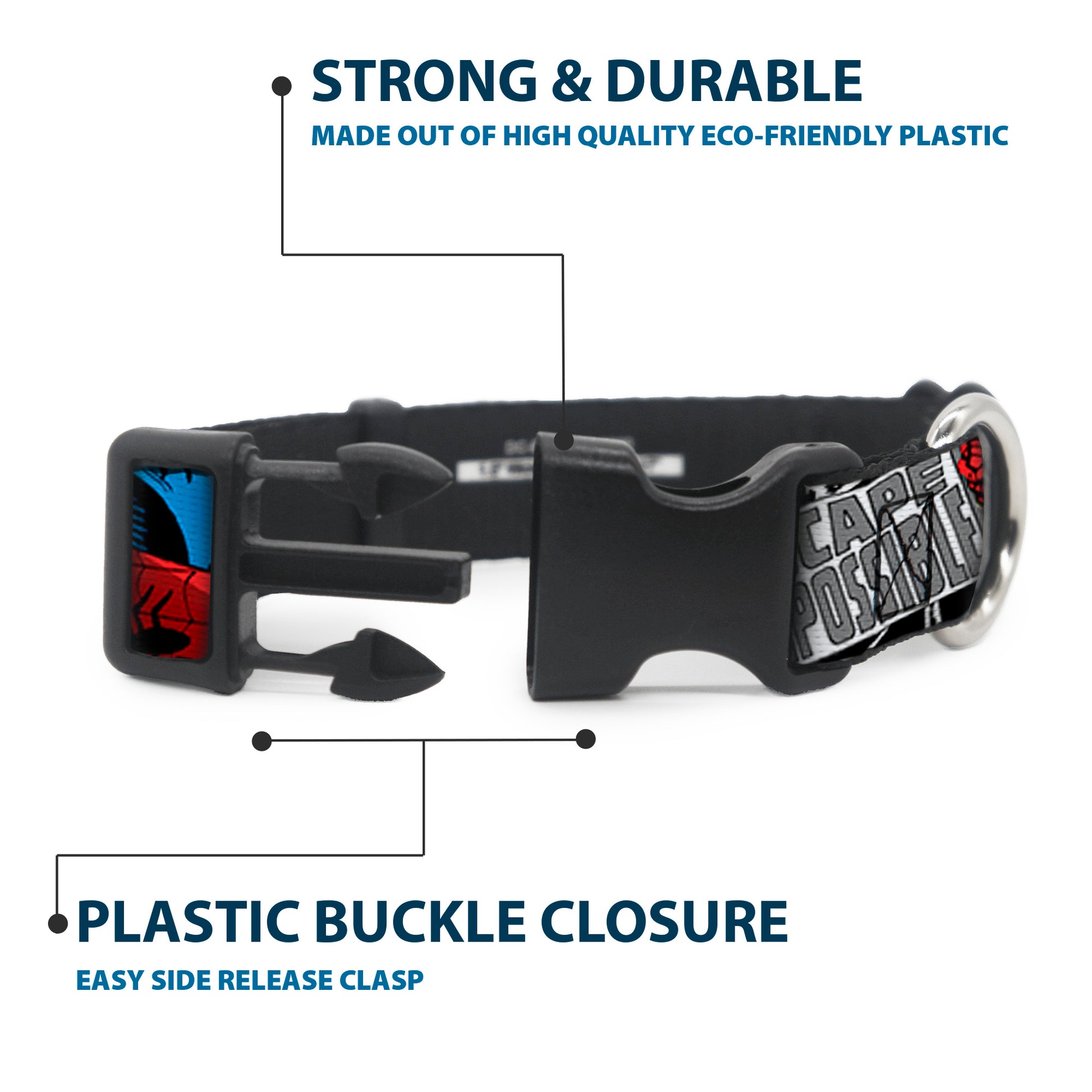 Plastic Clip Collar - Spider-Man Action ESCAPE IMPOSSIBLE Gray Plastic Clip Collars Marvel Comics