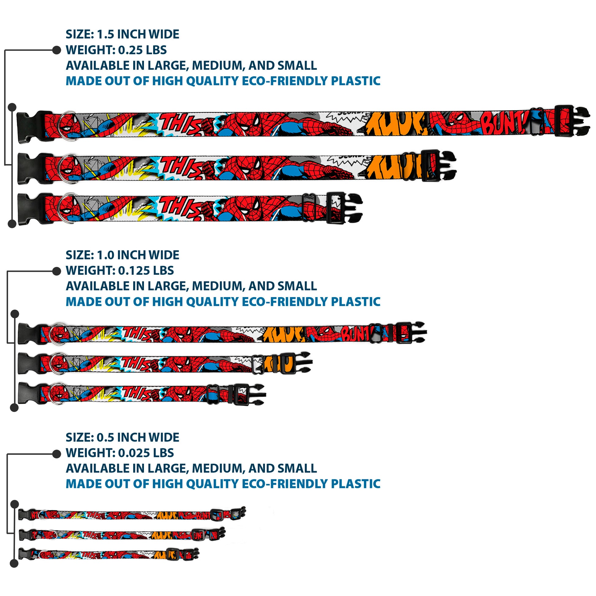 Plastic Clip Collar - Spider-Man w/Action Verbiage Plastic Clip Collars Marvel Comics