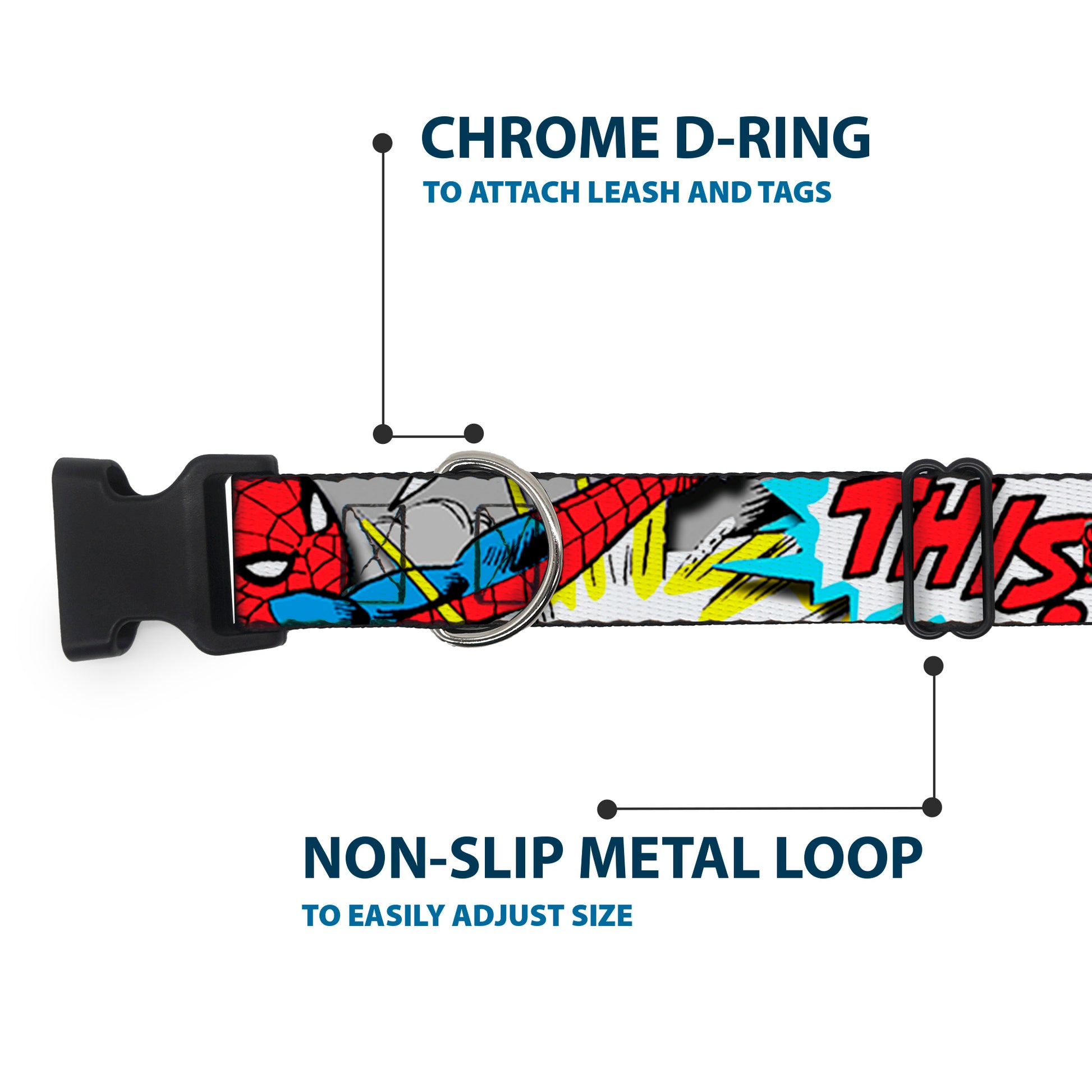 Plastic Clip Collar - Spider-Man w/Action Verbiage Plastic Clip Collars Marvel Comics