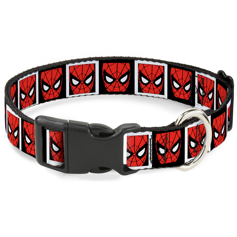 Plastic Clip Collar - Spider-Man Face Black/White Blocks Plastic Clip Collars Marvel Comics