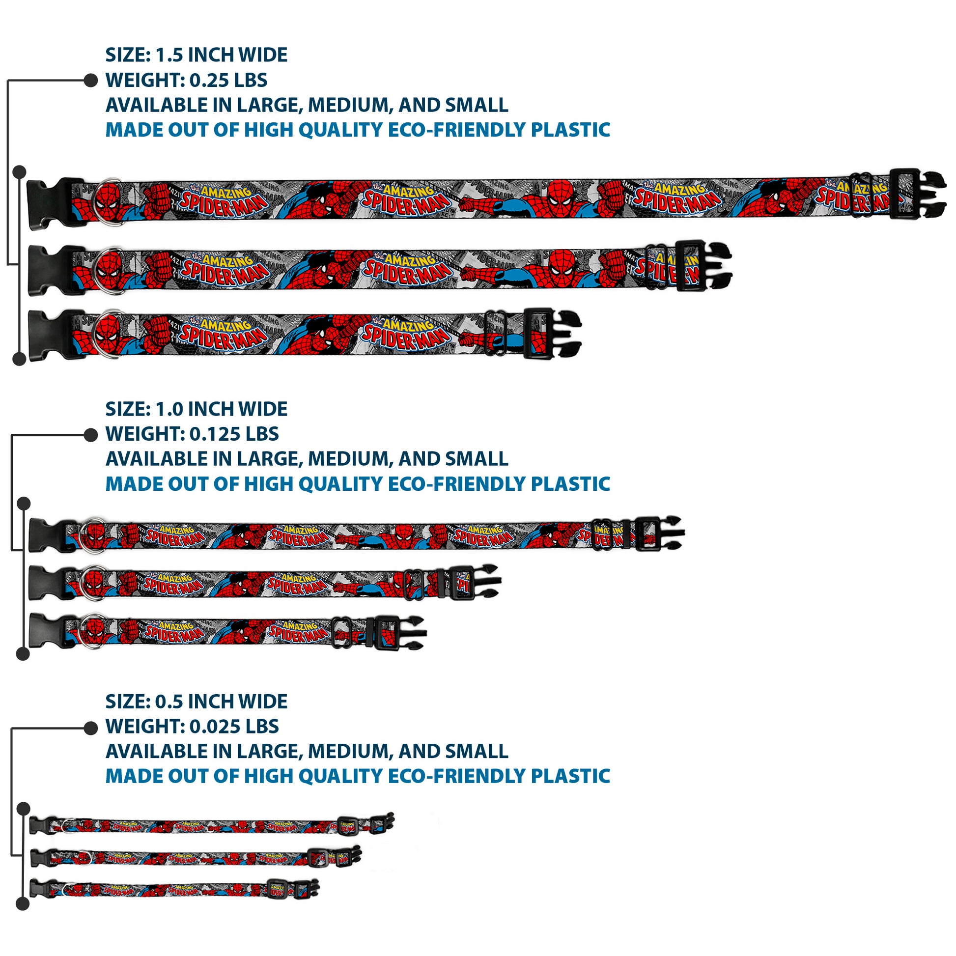 Plastic Clip Collar - THE AMAZING SPIDER-MAN Stacked Comic Books/Action Poses Plastic Clip Collars Marvel Comics