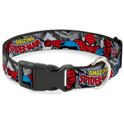 Plastic Clip Collar - THE AMAZING SPIDER-MAN Stacked Comic Books/Action Poses Plastic Clip Collars Marvel Comics