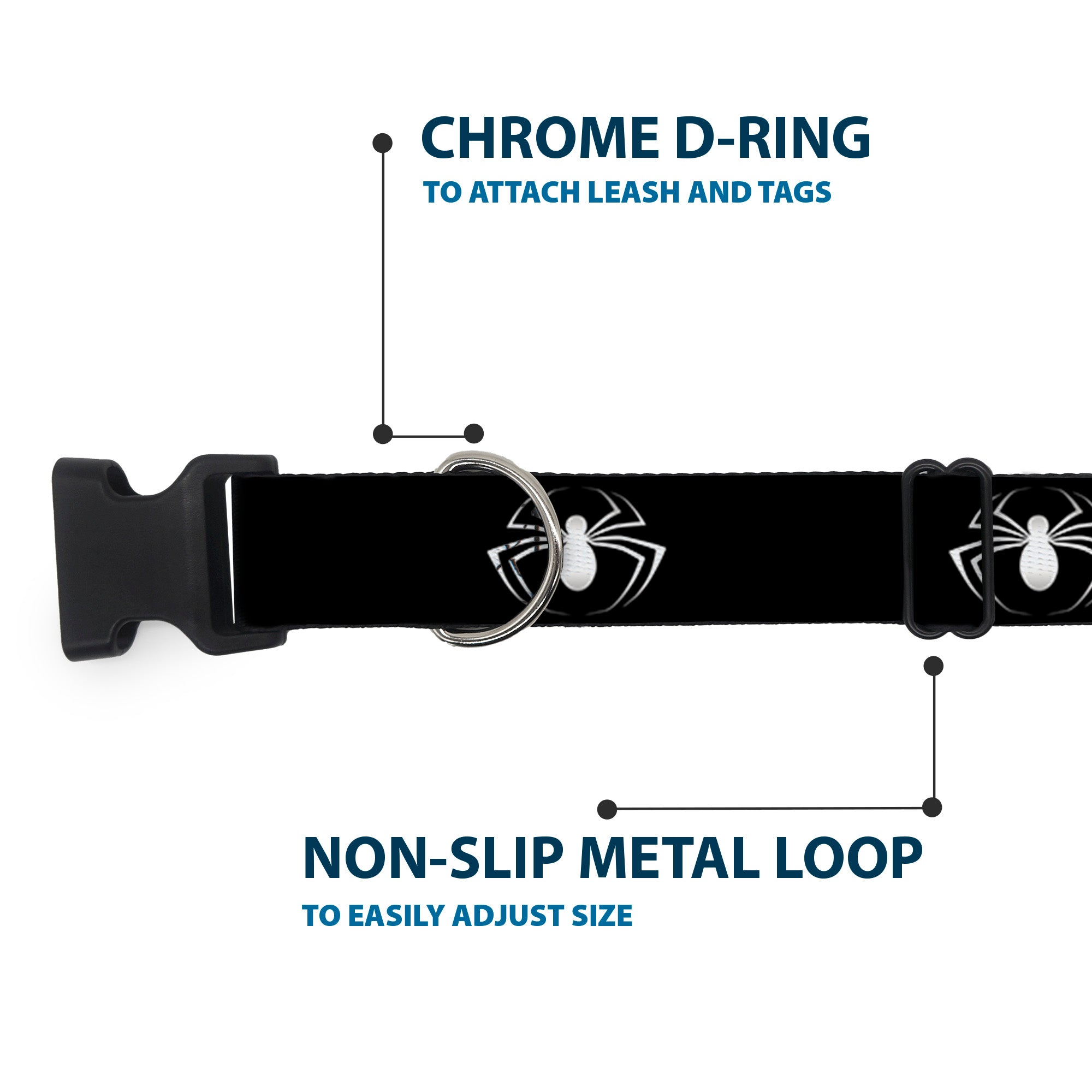 Plastic Clip Collar - Spider Logo3 Black/White Plastic Clip Collars Marvel Comics