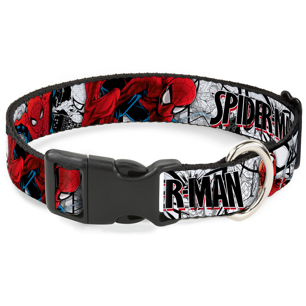 Plastic Clip Collar - SPIDER-MAN Action Poses/Comic Scenes White/Black/Red Plastic Clip Collars Marvel Comics