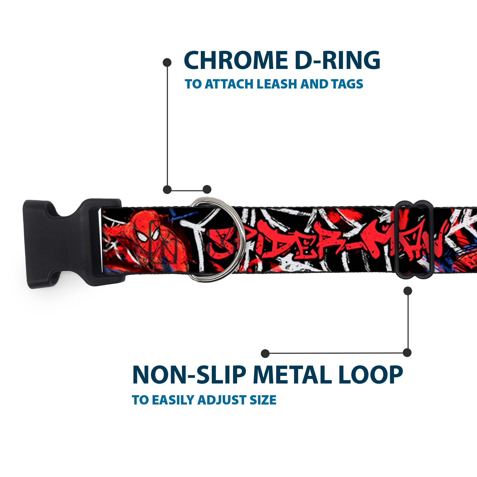 Plastic Clip Collar - SPIDER-MAN/3-Poses/Spider Web Sketch Black/White/Red Plastic Clip Collars Marvel Comics