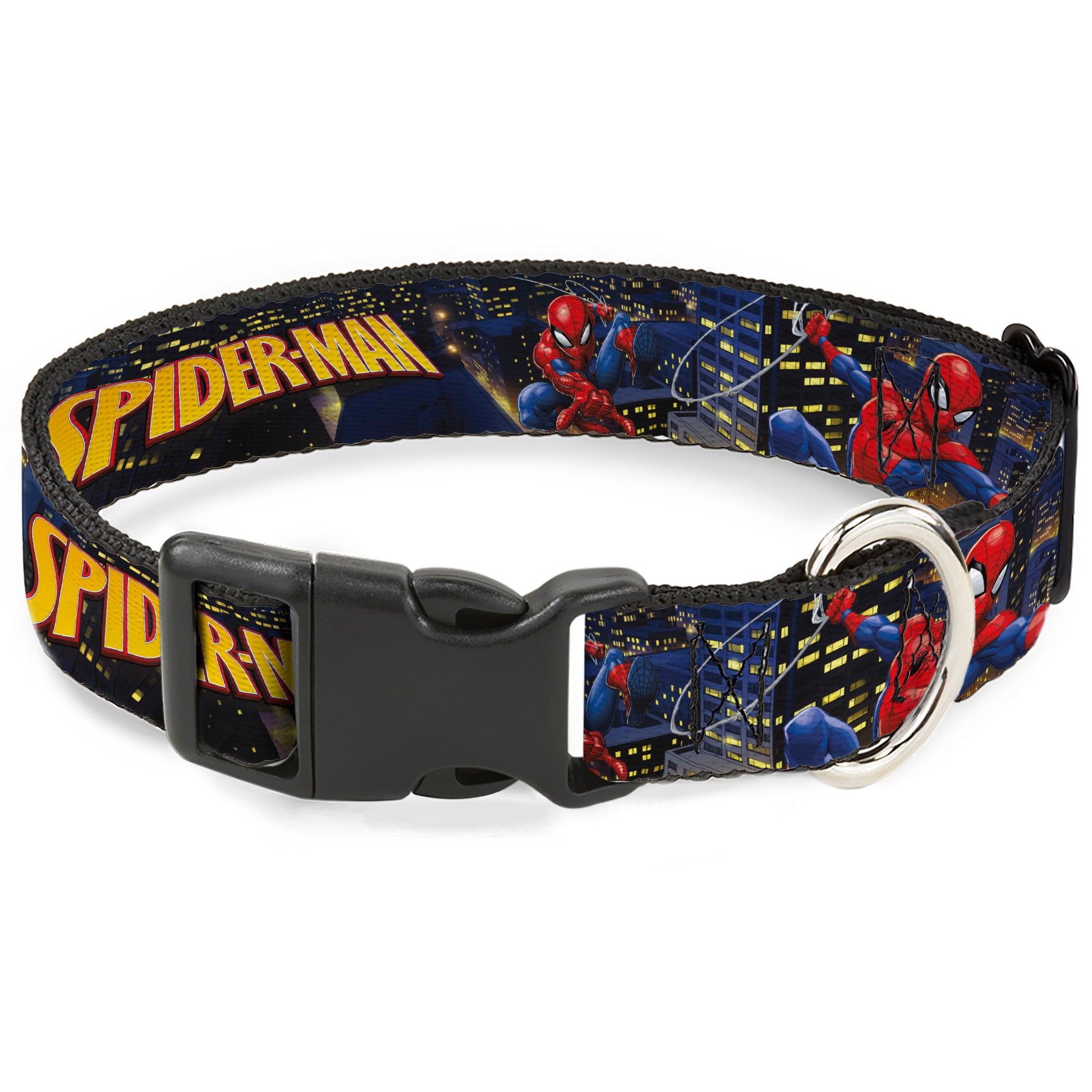Plastic Clip Collar - SPIDER-MAN Title Logo and Action Skyline Poses Plastic Clip Collars Marvel Comics
