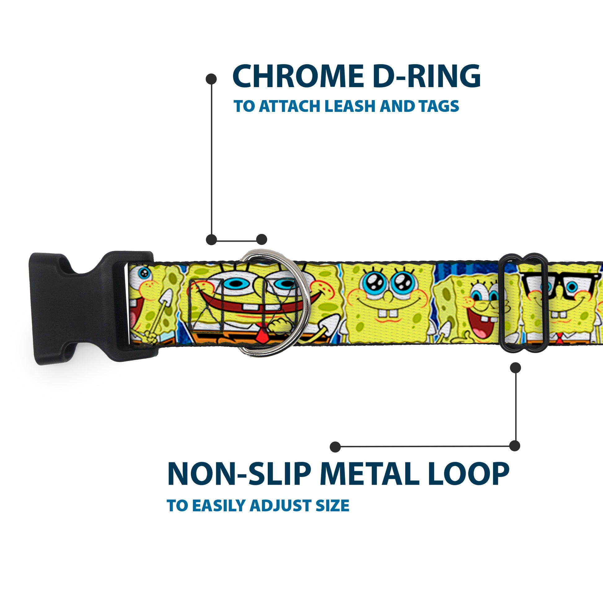 Plastic Clip Collar - SpongeBob Expressions Stripe Blue Plastic Clip Collars SpongeBob SquarePants