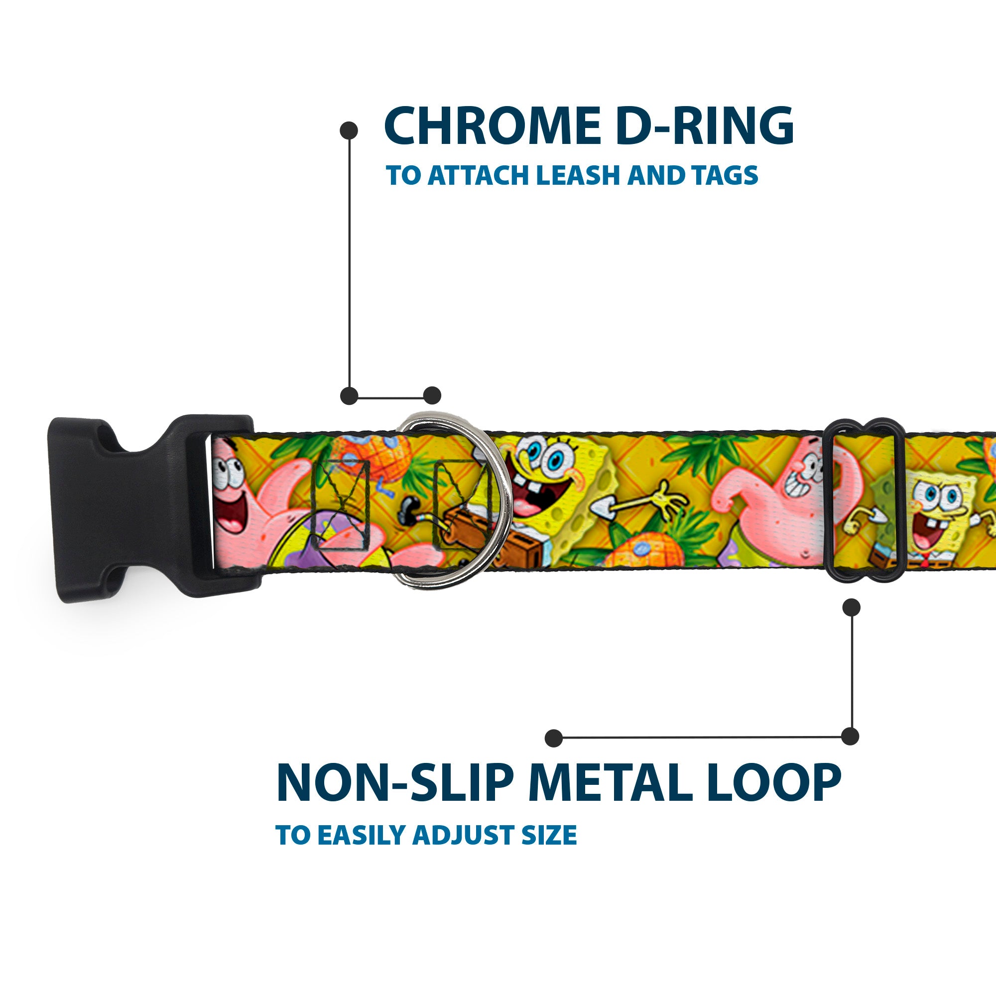 Plastic Clip Collar - SpongeBob & Patrick Starfish Poses Pineapple Gold Plastic Clip Collars SpongeBob SquarePants