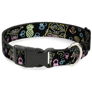 Plastic Clip Collar - Electric SpongeBob Poses/Elements Black/Multi Color Plastic Clip Collars SpongeBob SquarePants